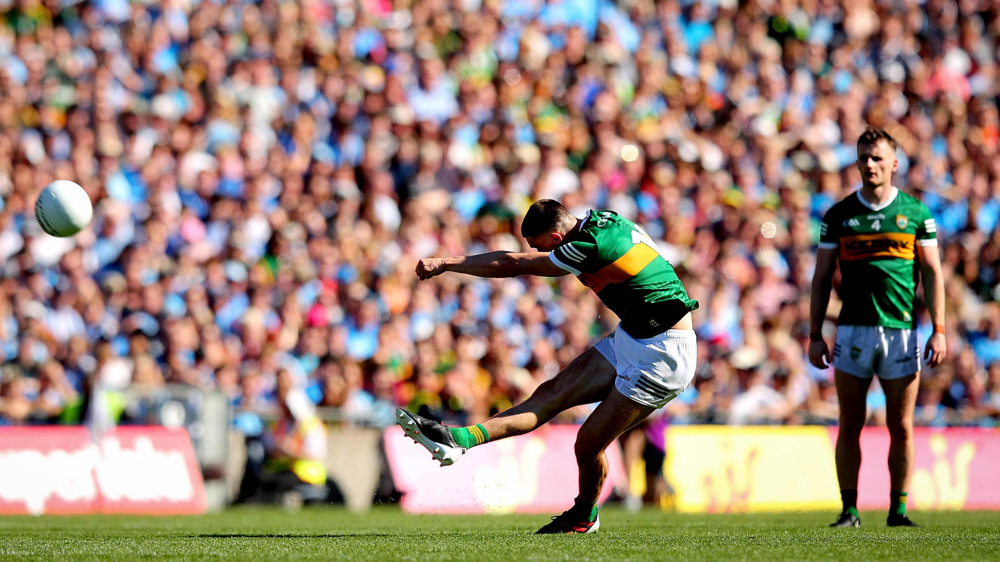 Sean O'Shea lands a winning free at the end of the 2022 All-Ireland semi-final