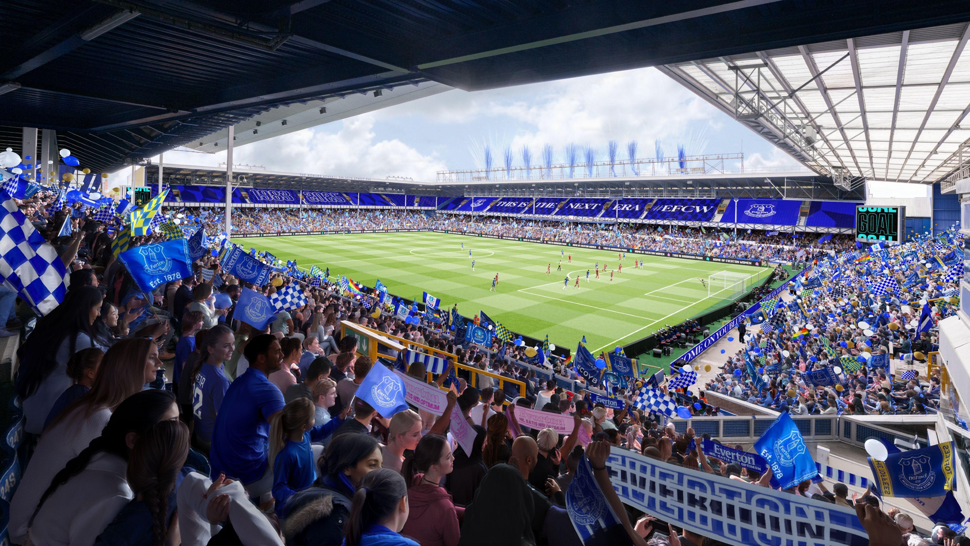 An artist's impression of how Goodison Park will look after work for Everton women's team