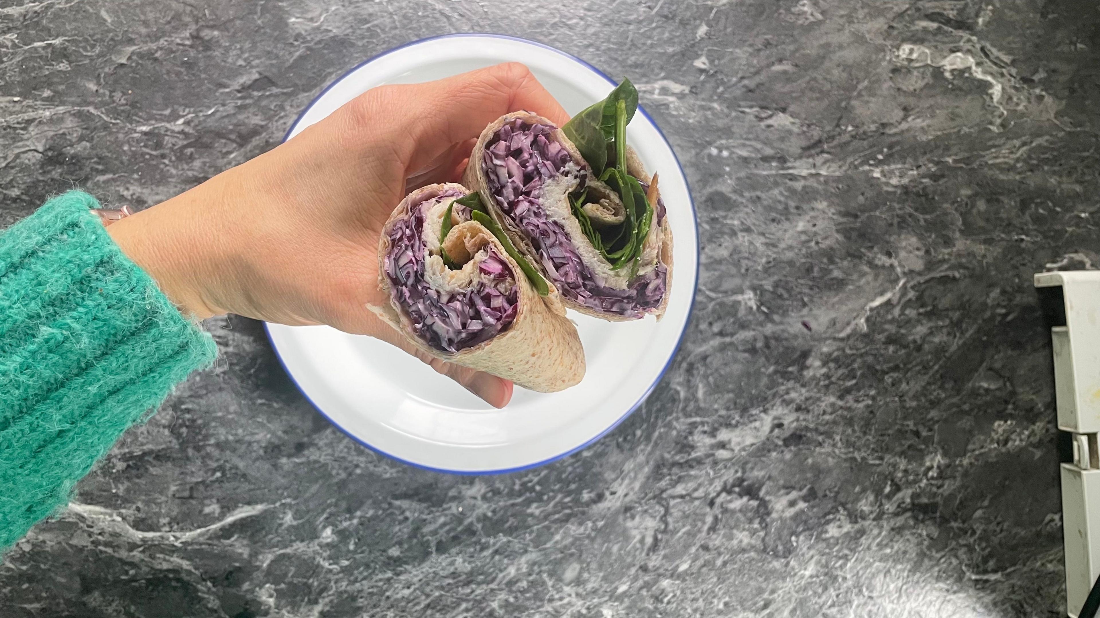 The wrap cut in half