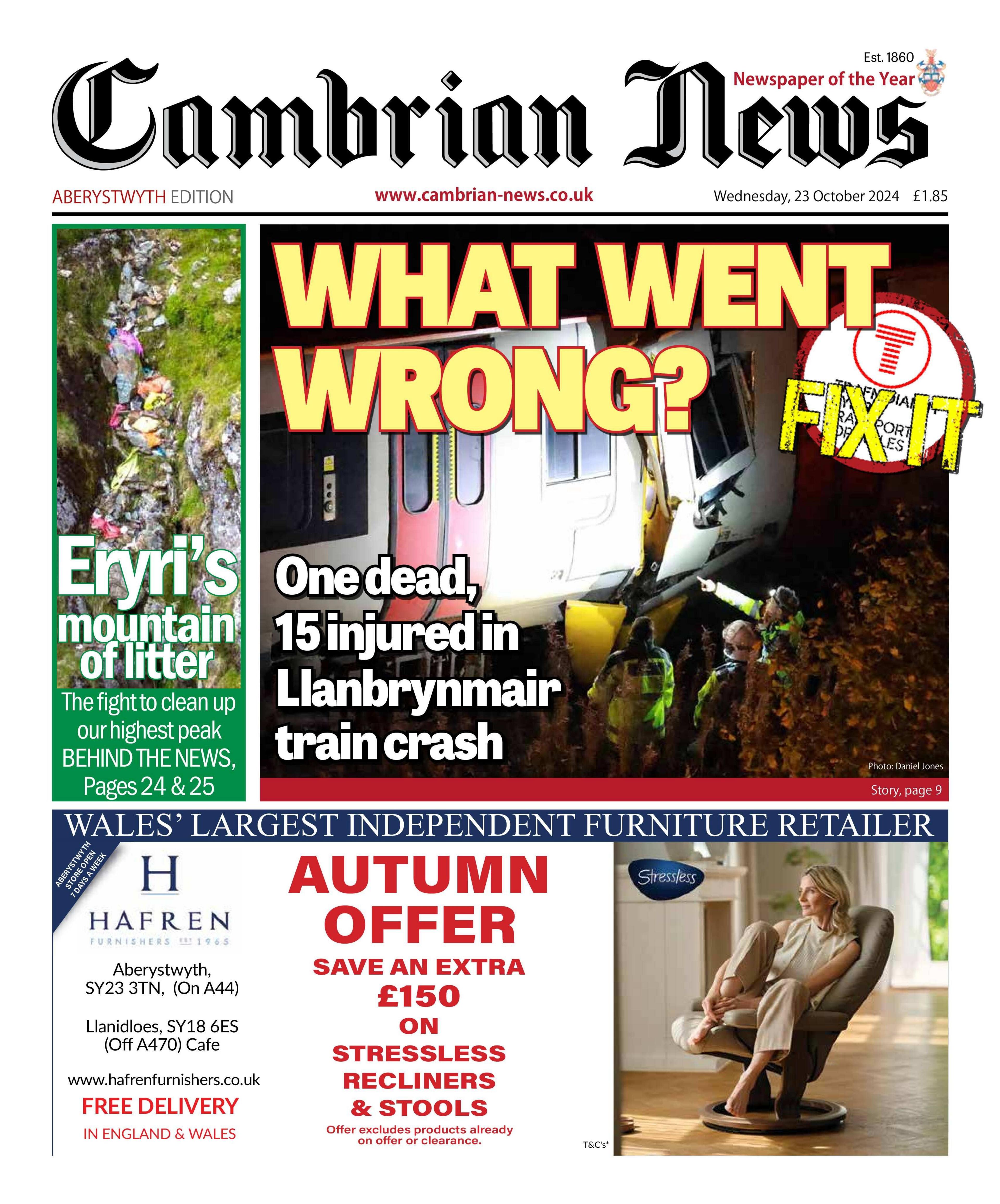 Cambrian News front page 