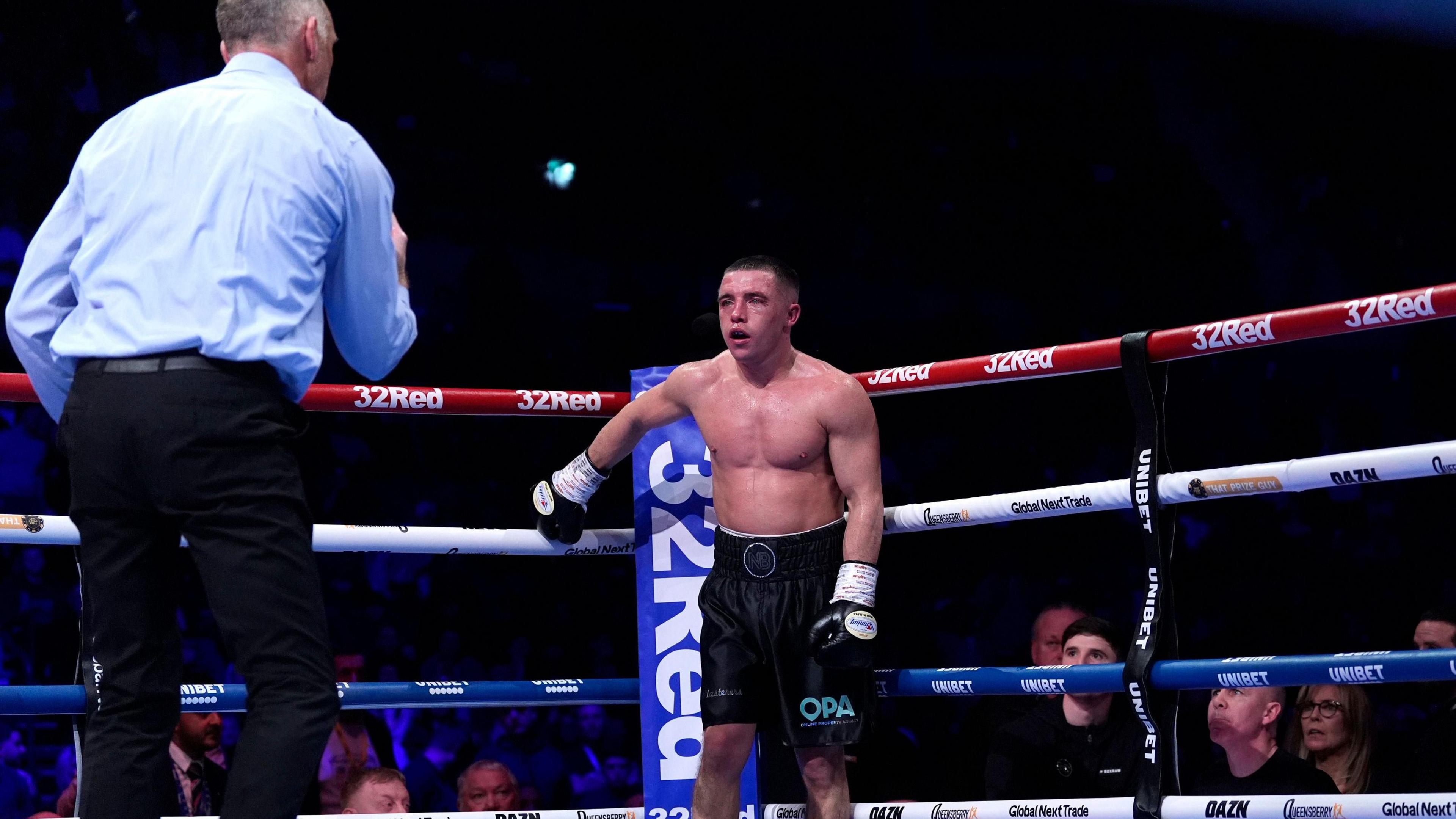 Nick Ball is counted by the referee