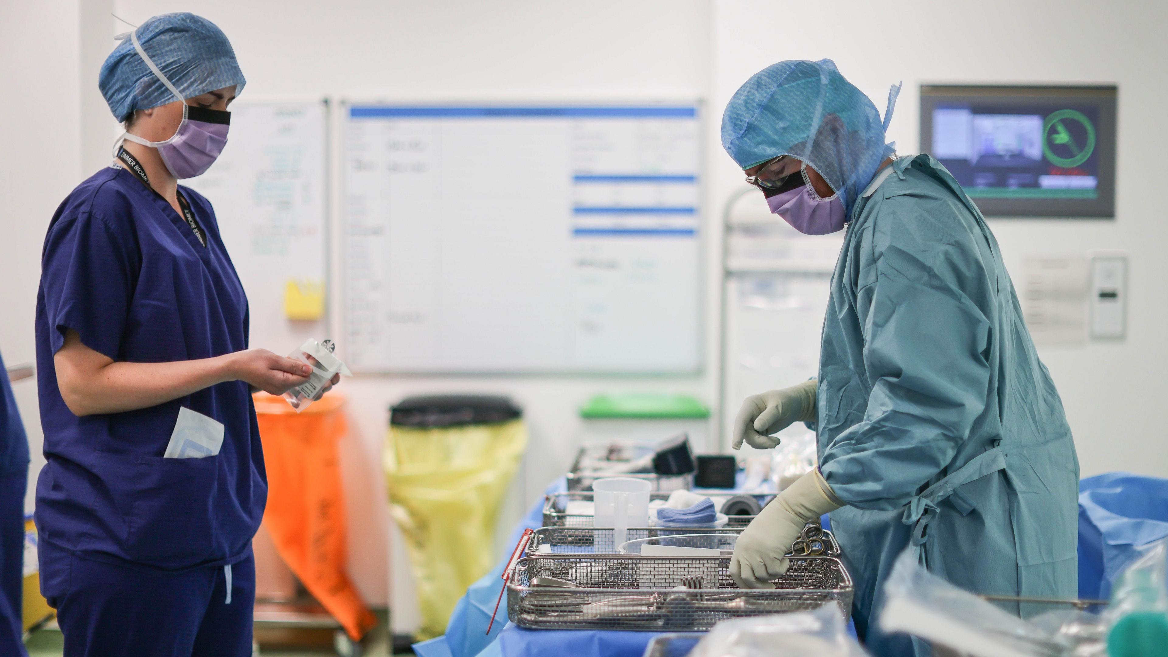 Medics at a national treatment centre preparing for an operation 