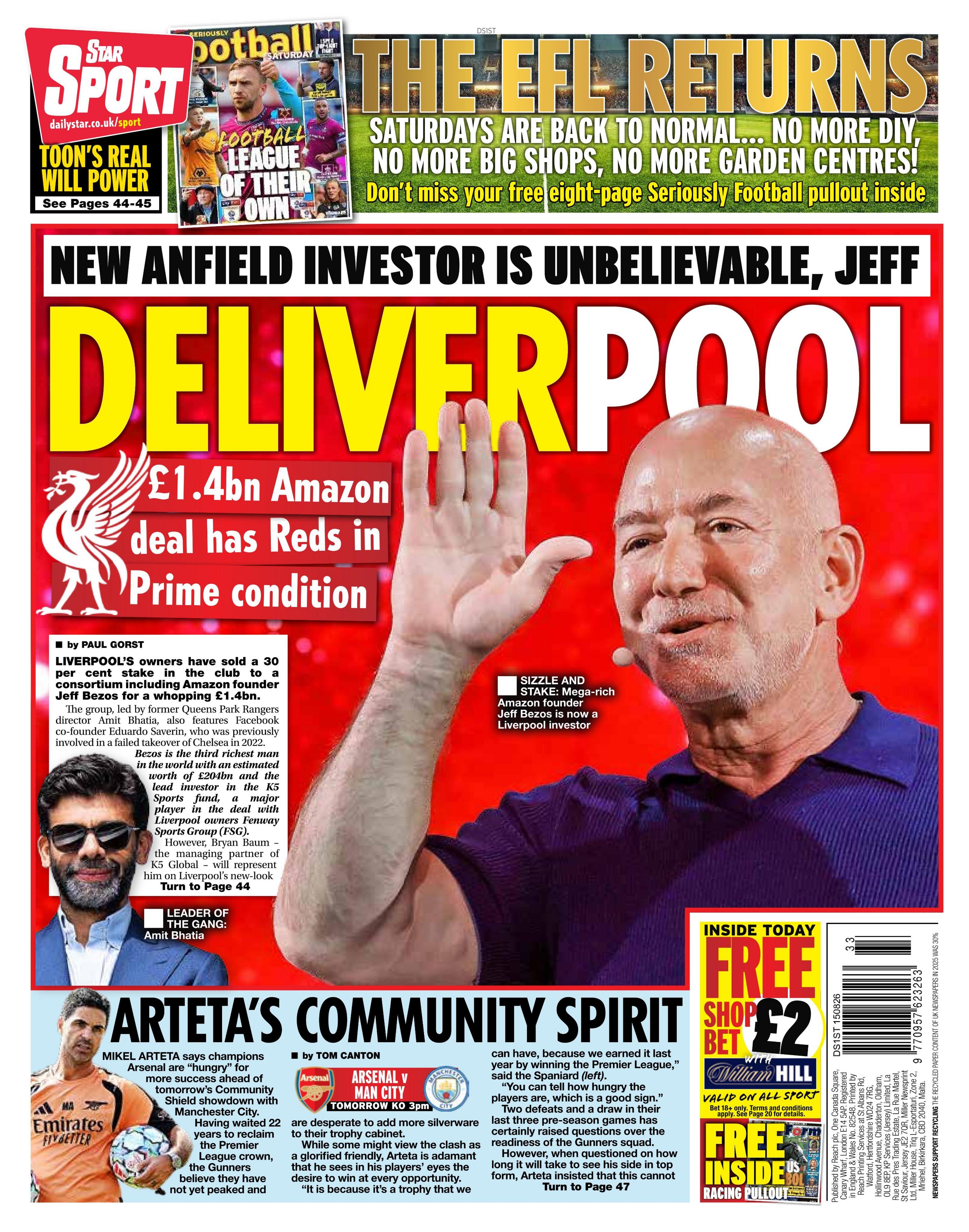 Back page of the Daily Star on 15 August 2026
