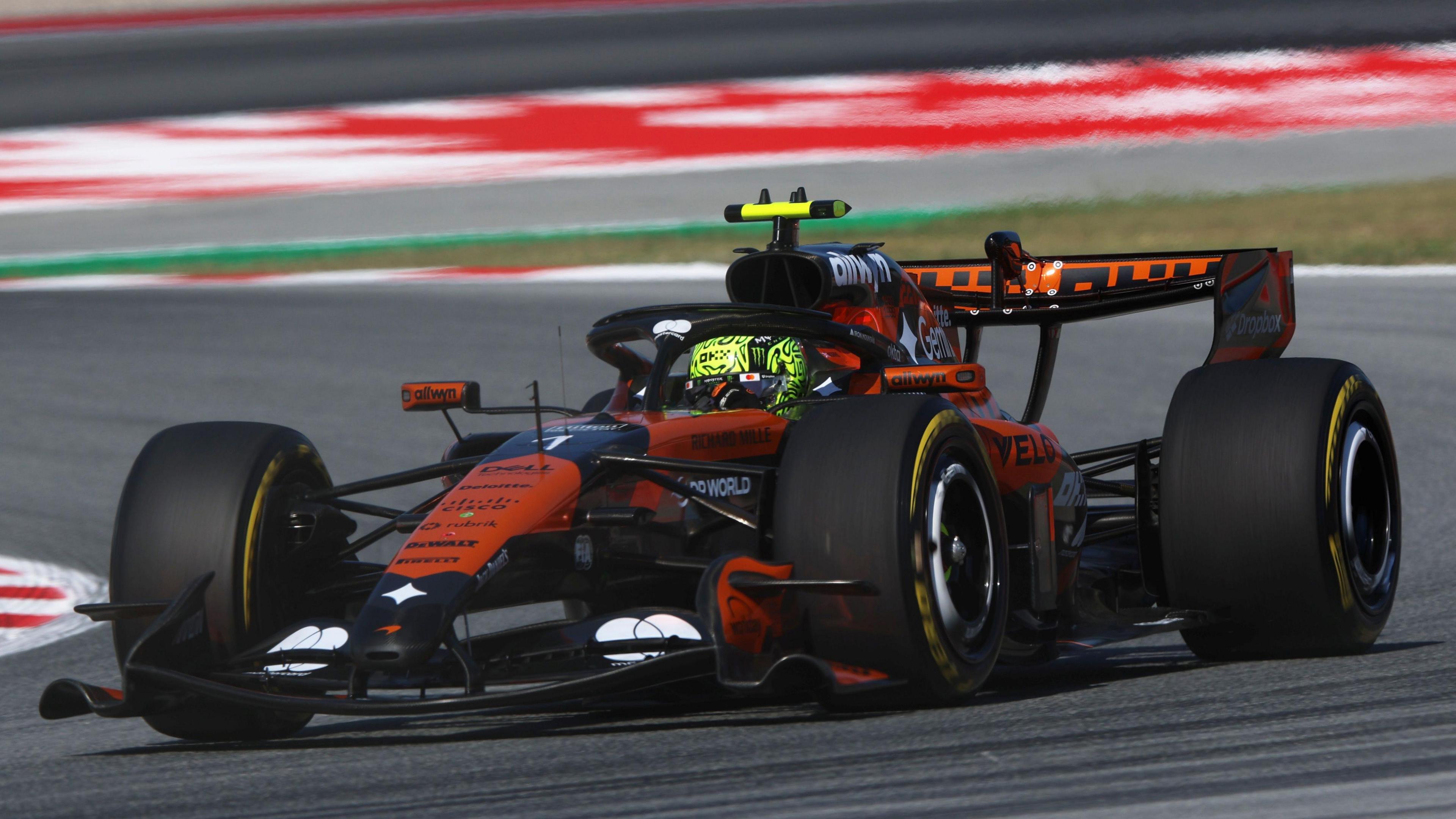 McLaren's Lando Norris in second practice for the Barcelona-Catalunya Grand Prix