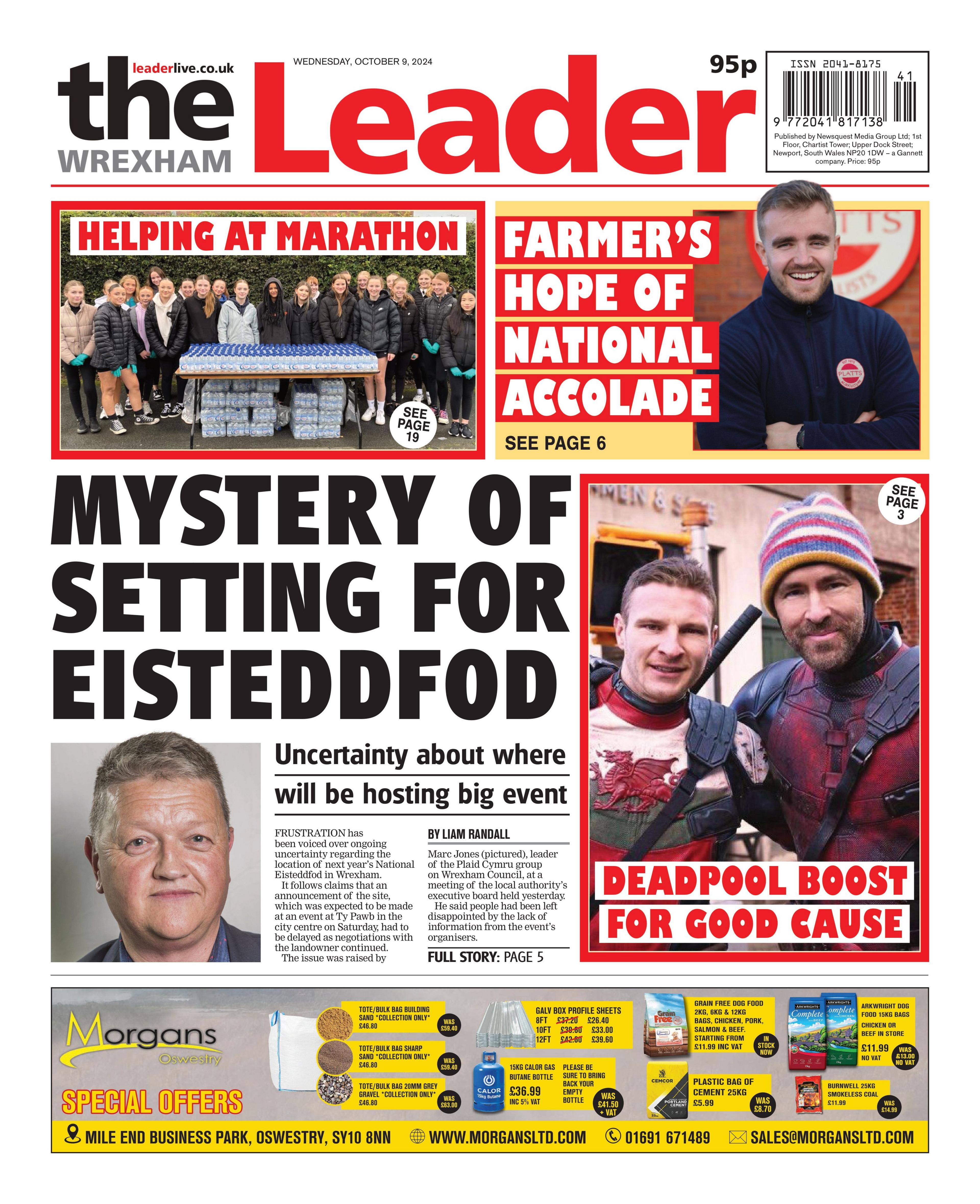 Front page of Wrexham Leader 