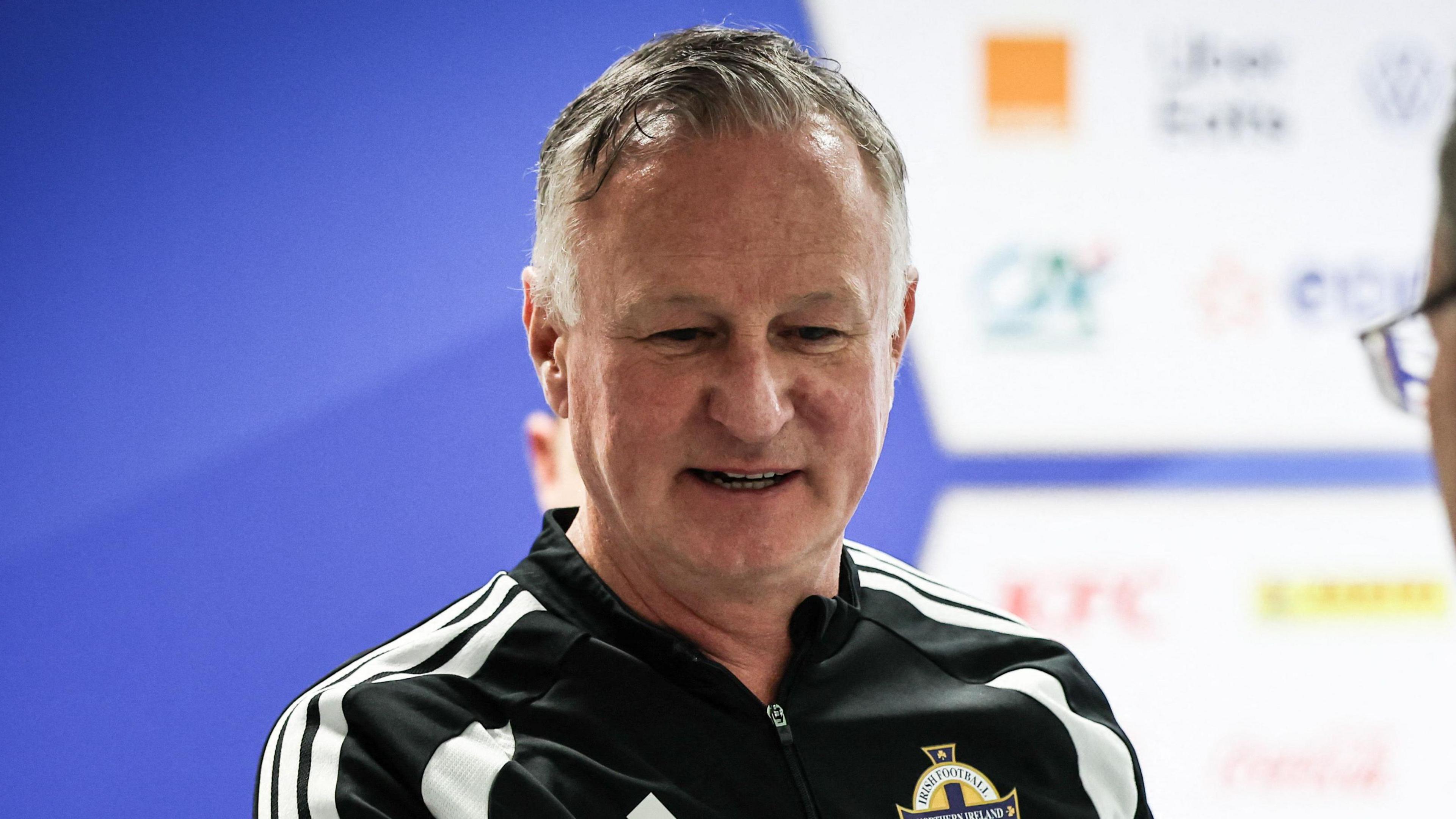 Northern Ireland head coach Michael O'Neill is interviewed