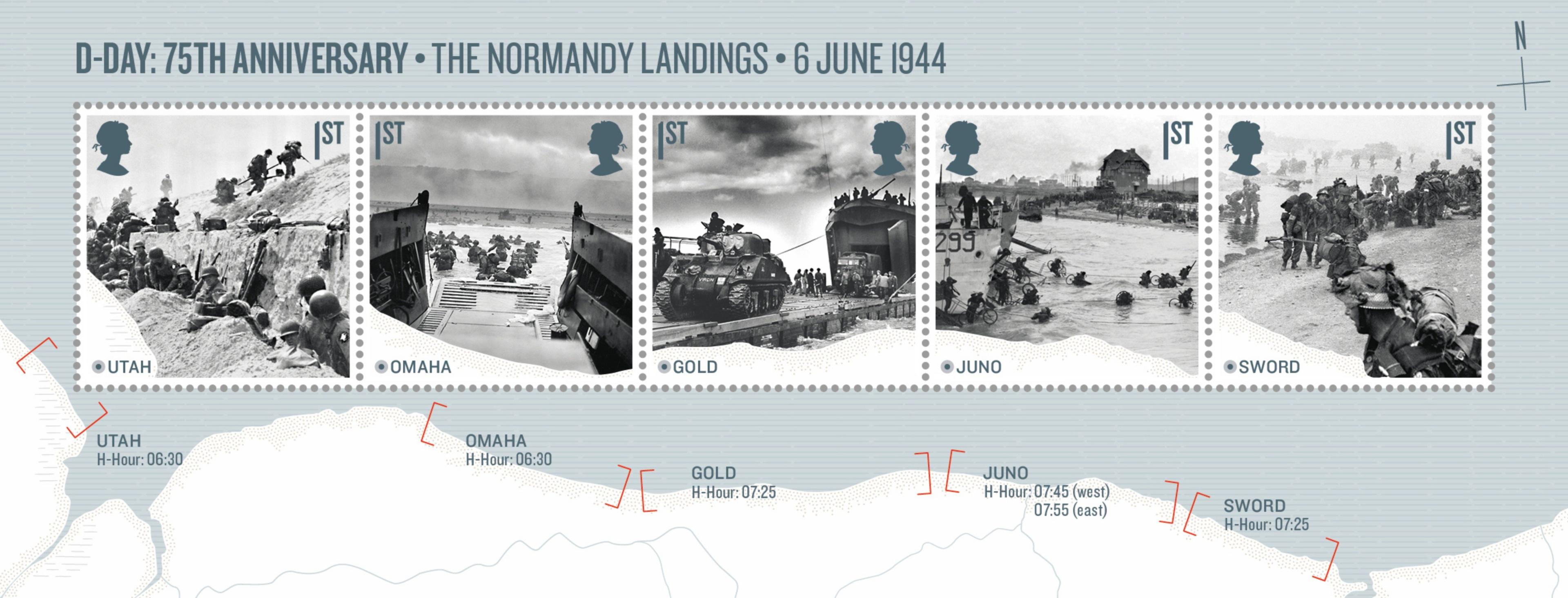 An image showing the beaches involved in the Normandy landings.