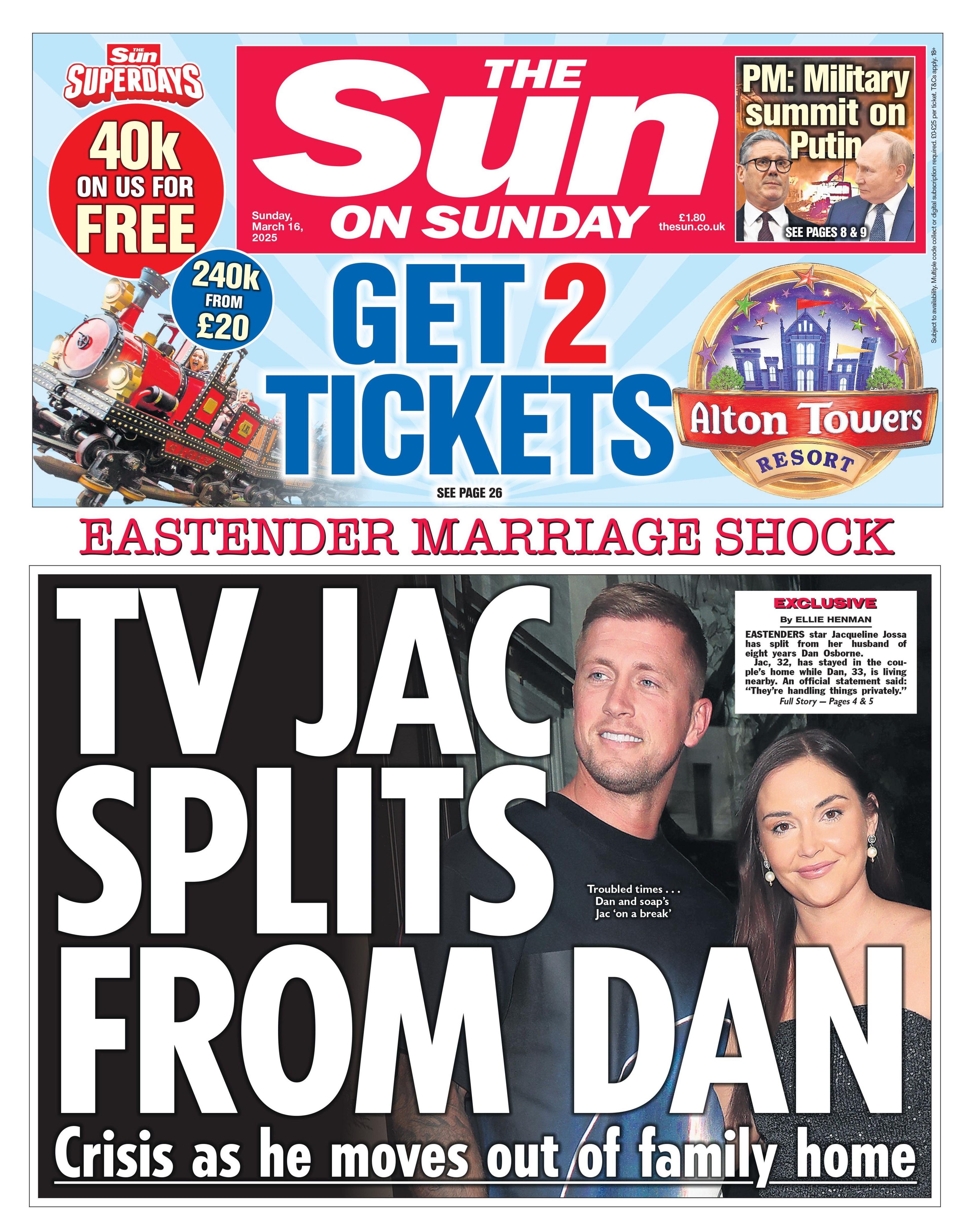 TV Jack splits from Dan, reads the Sun on Sunday front page 