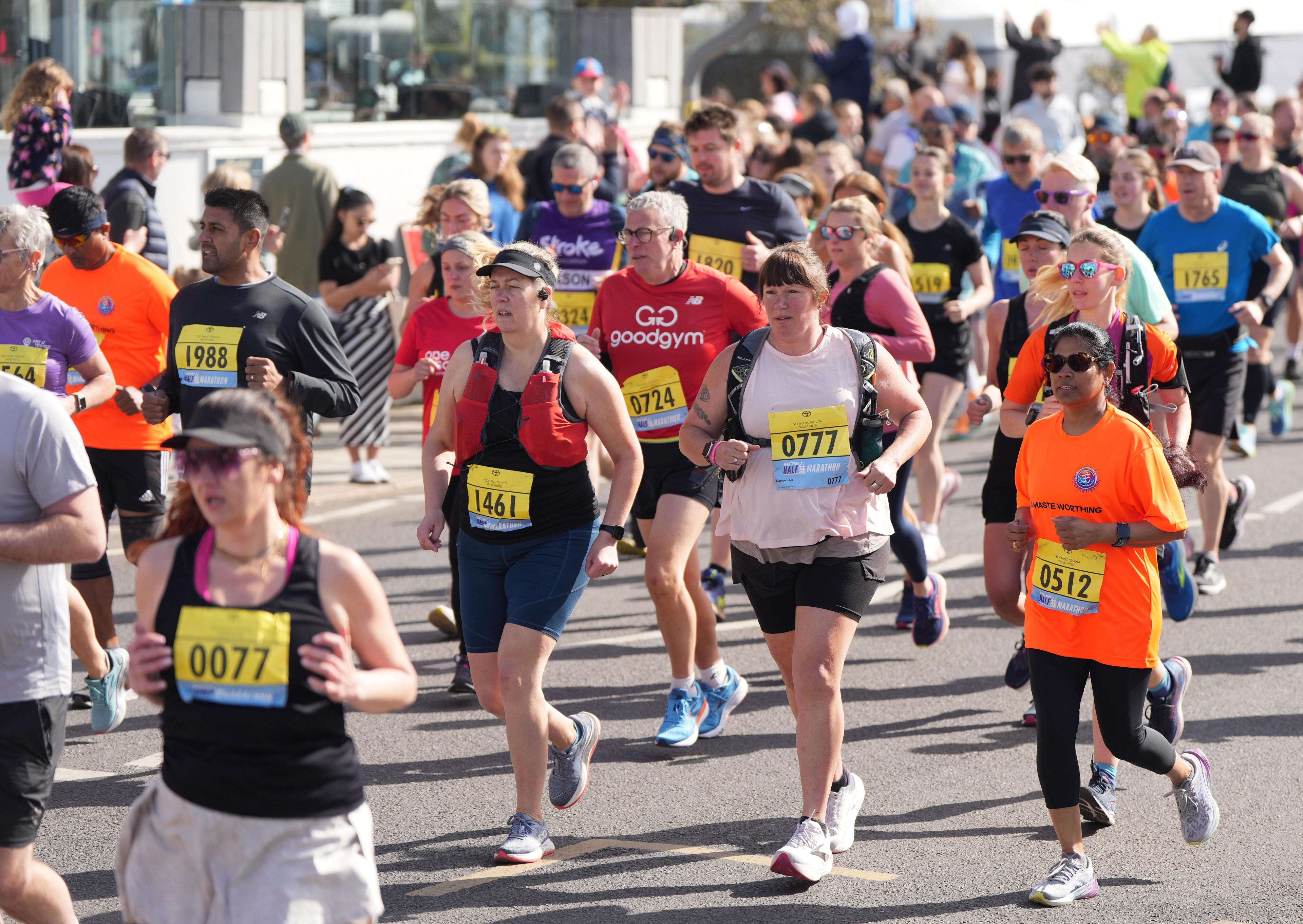 Runners in action at the Worthing Half Marathon 2025.