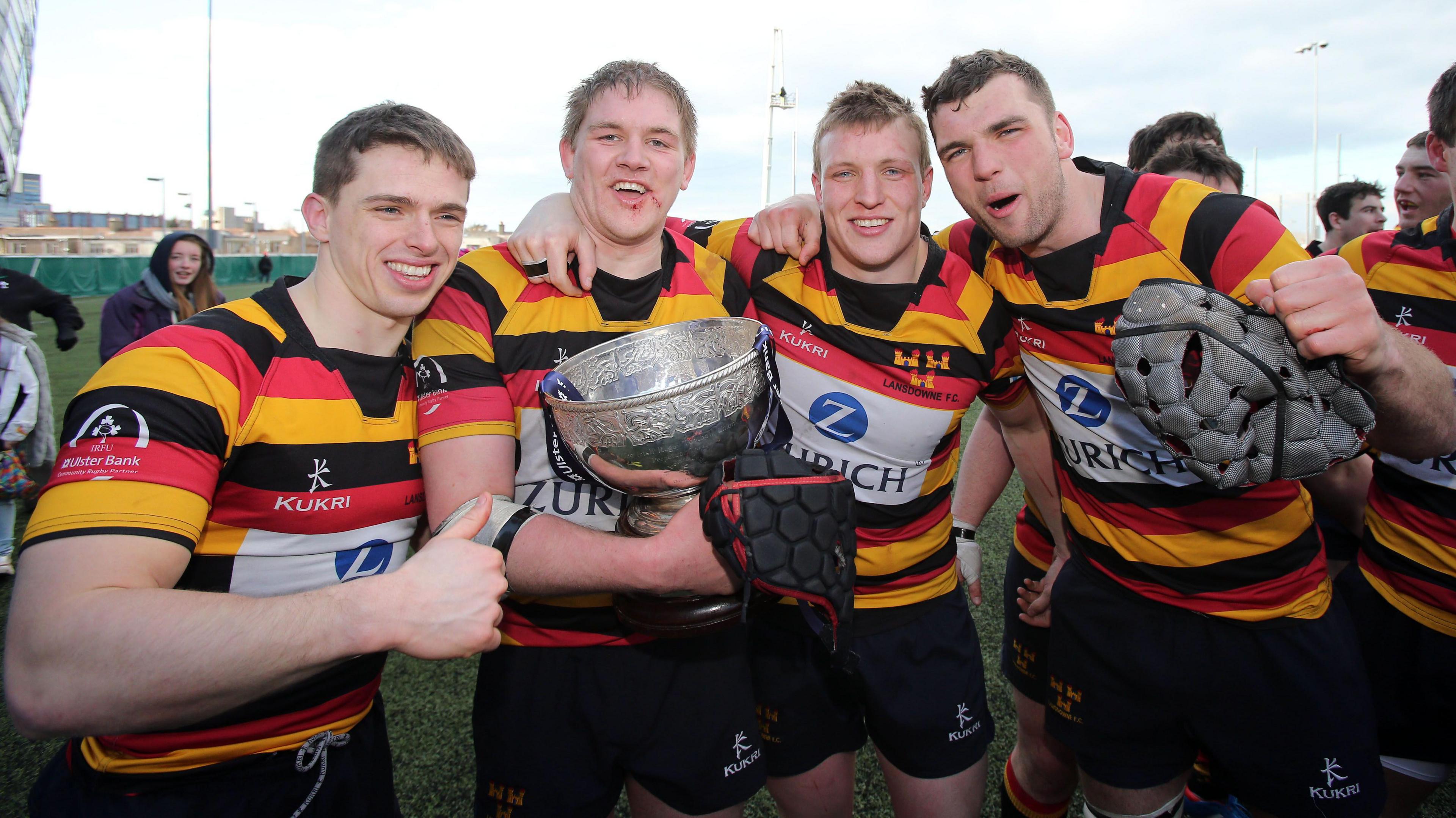 Tadhg Beirne celebrates Lansdowne's All-Ireland League success