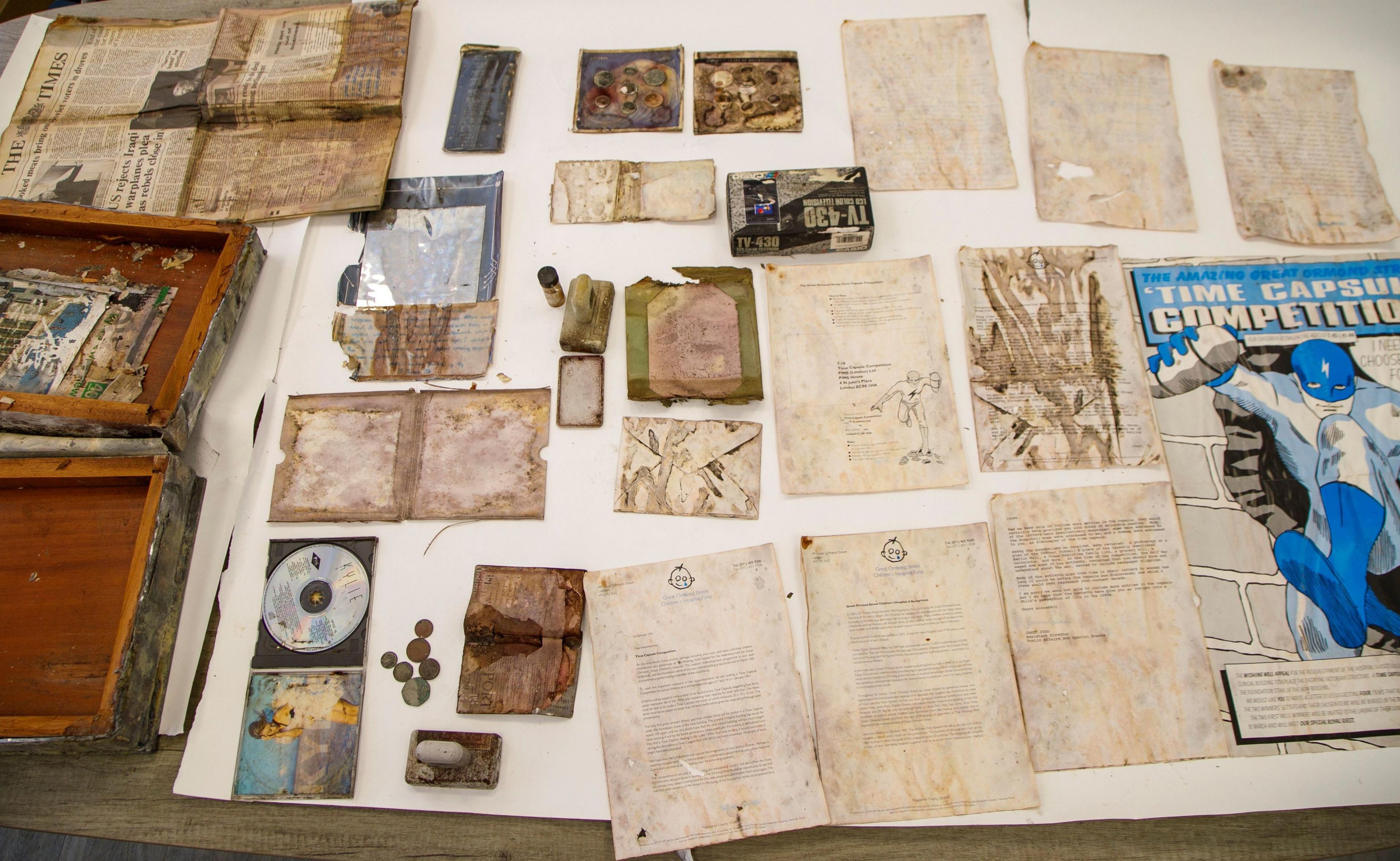 Some of the items that were found inside the time capsule