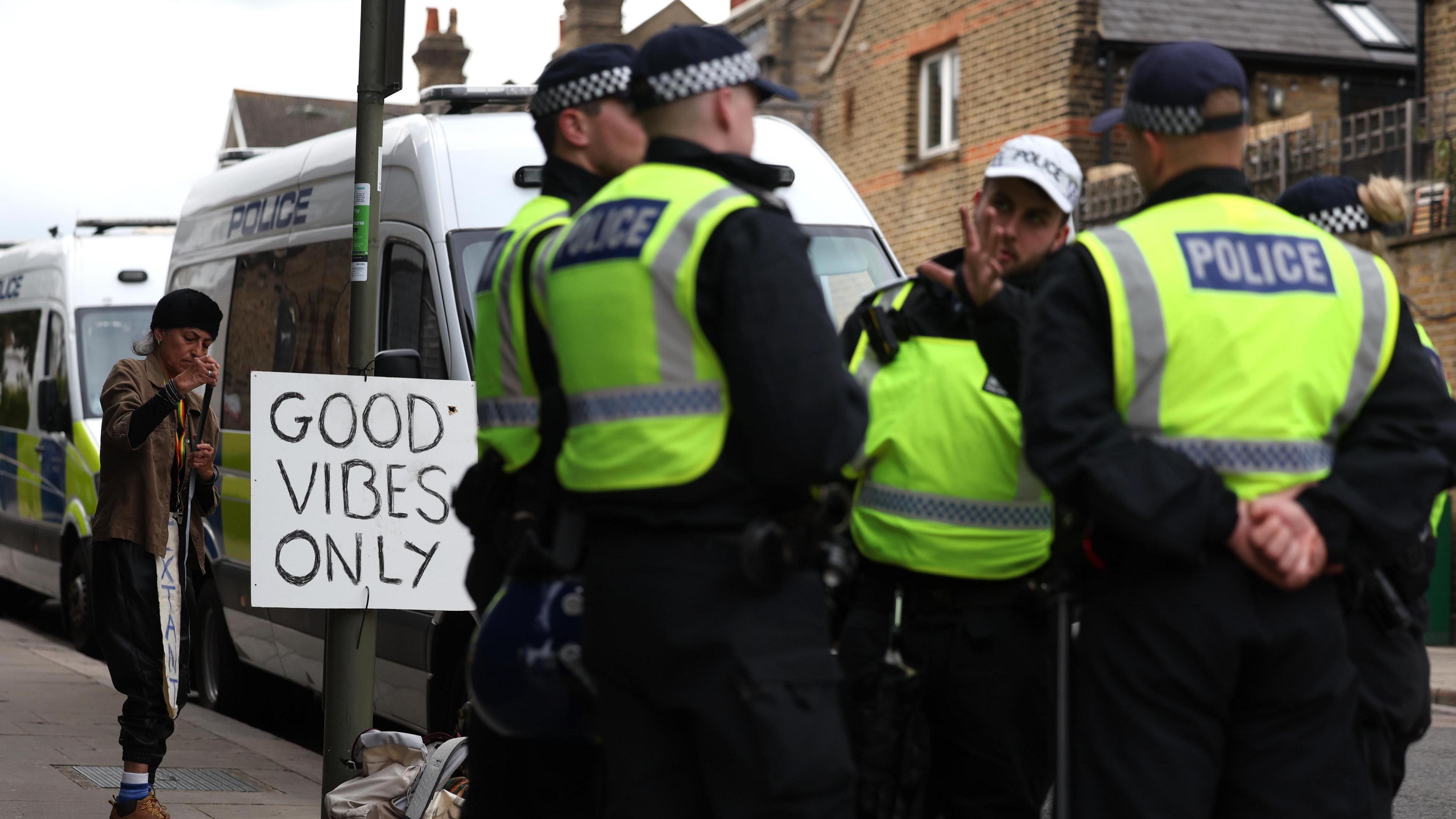 Police officers in North Finchley as further far-right protests are expected in the area and throughout the country