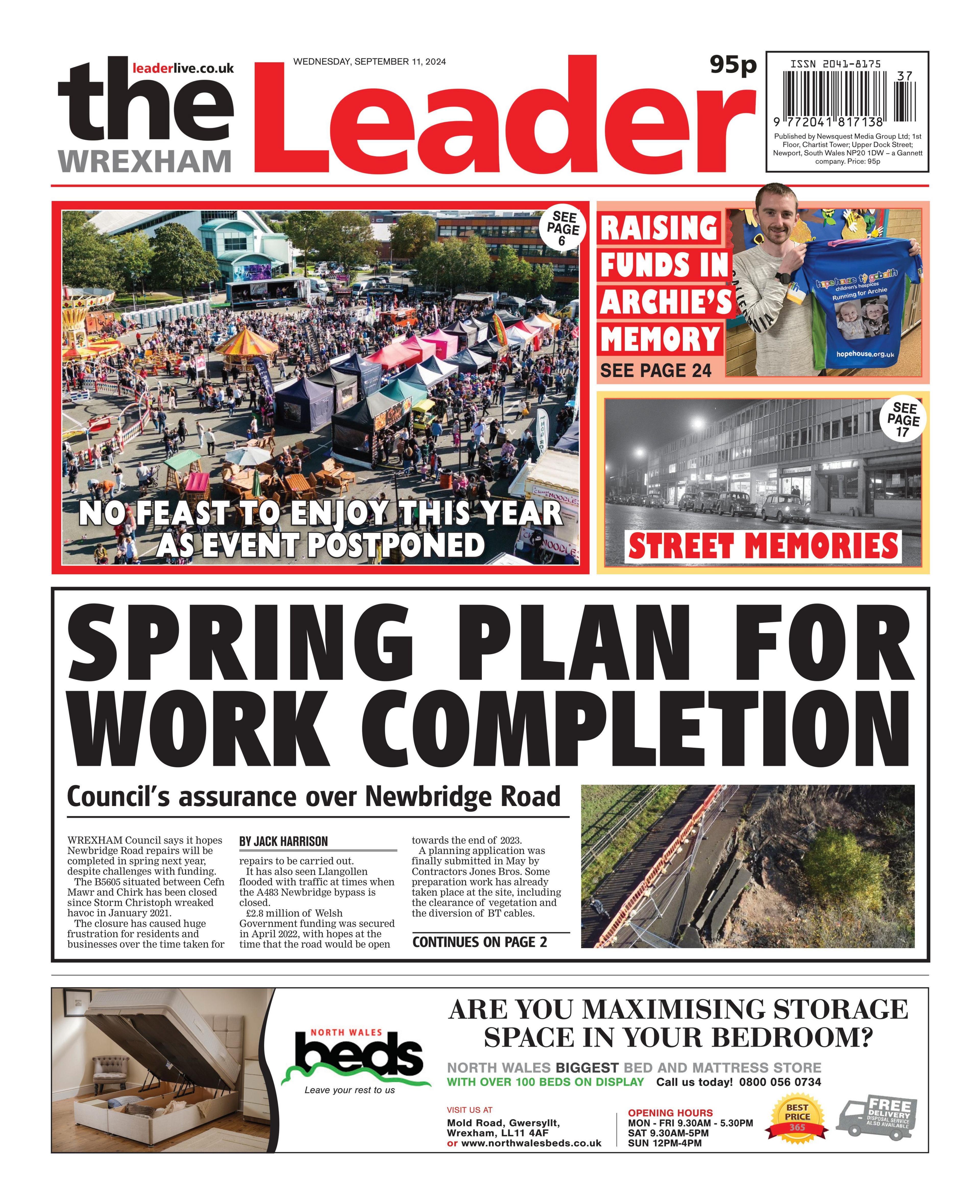 Front page of the Wrexham Leader