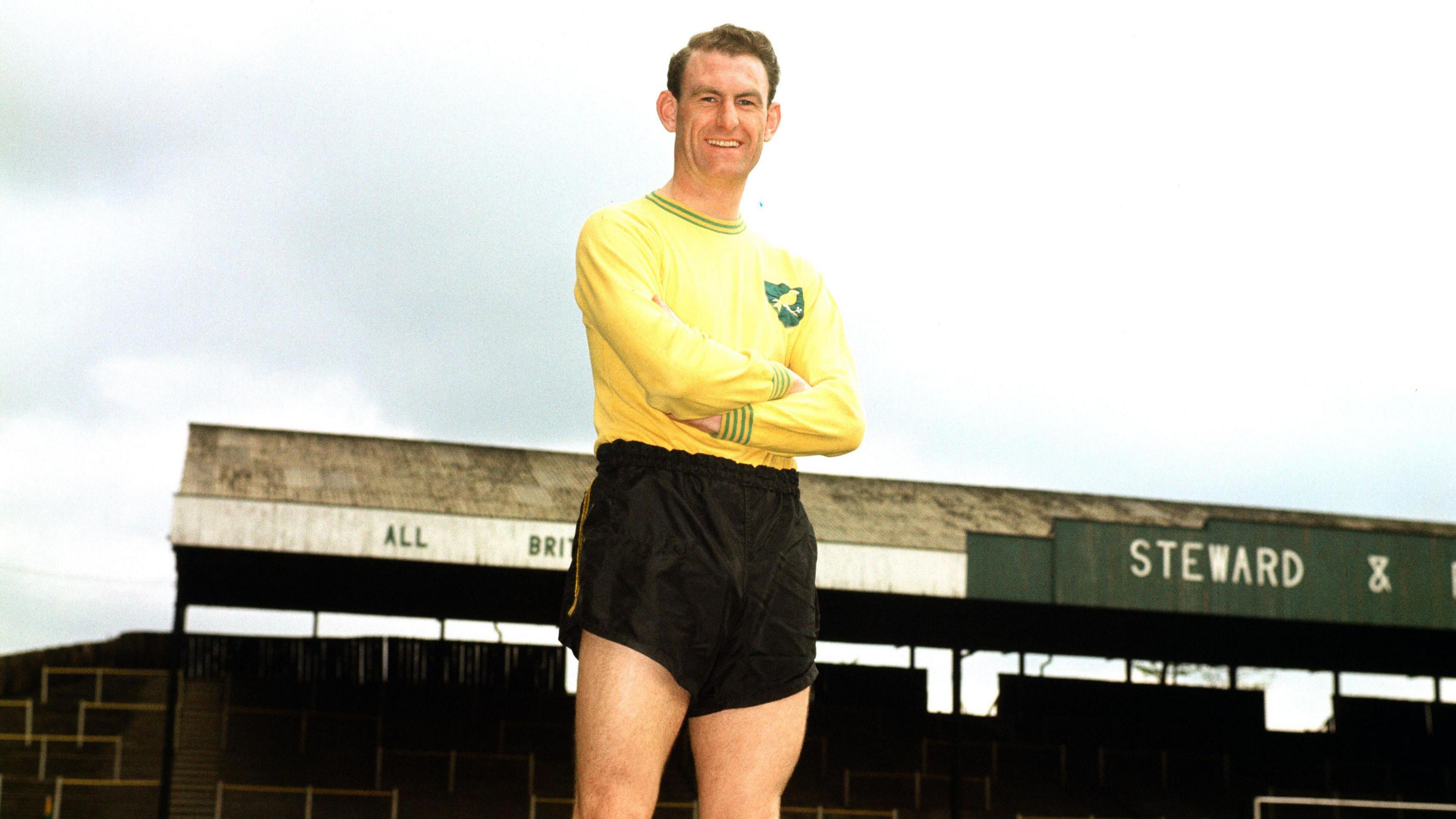 Terry Allcock dressed in a Norwich City kit