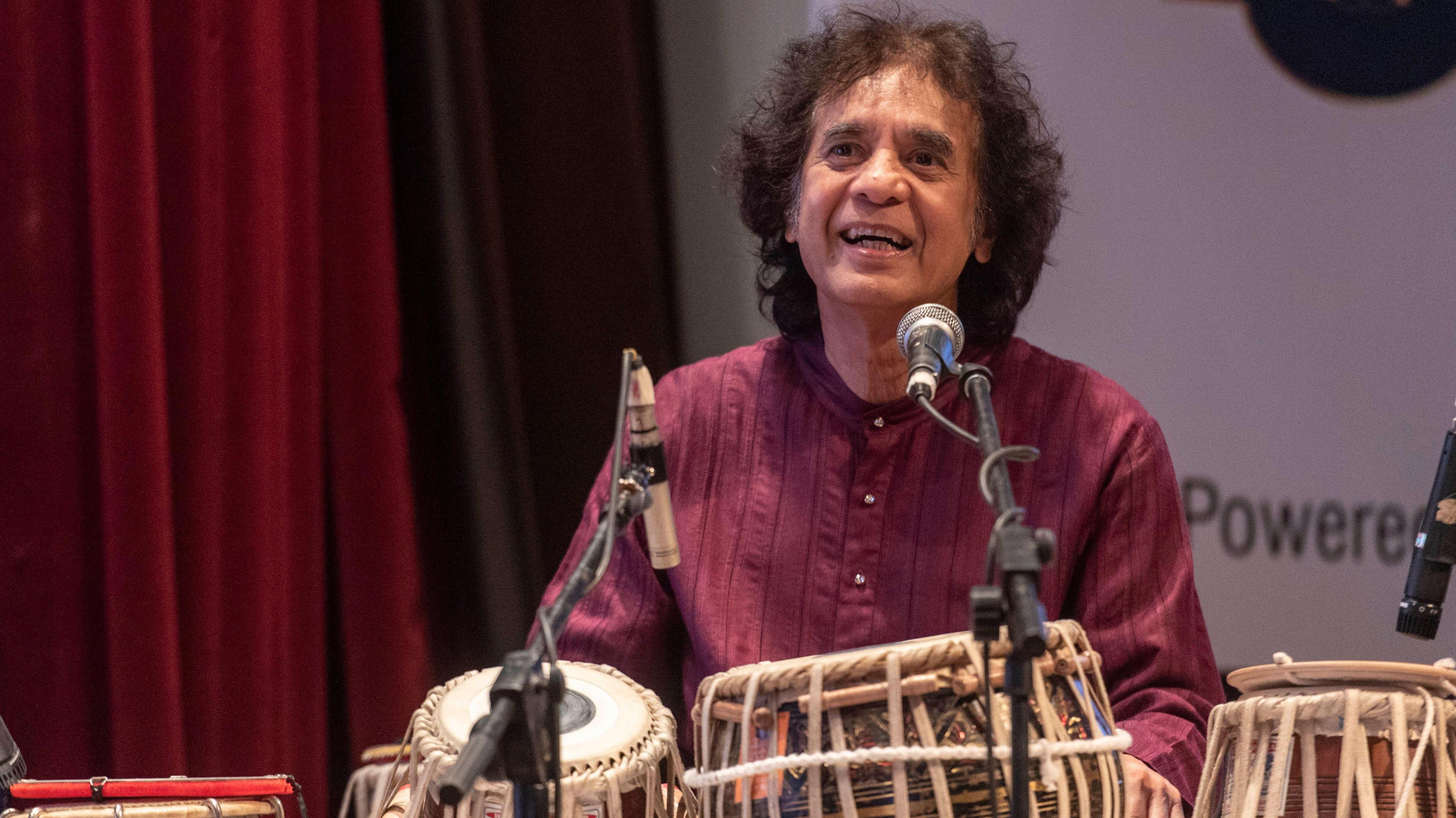 MUMBAI, INDIA - FEBRUARY 3: Tabla maestro Zakir Hussain during his performance at Shri Sanmukhananda hall, on February 3, 2020 in Mumbai, India. (Photo by Aalok soni/Hindustan Times via Getty Images)
