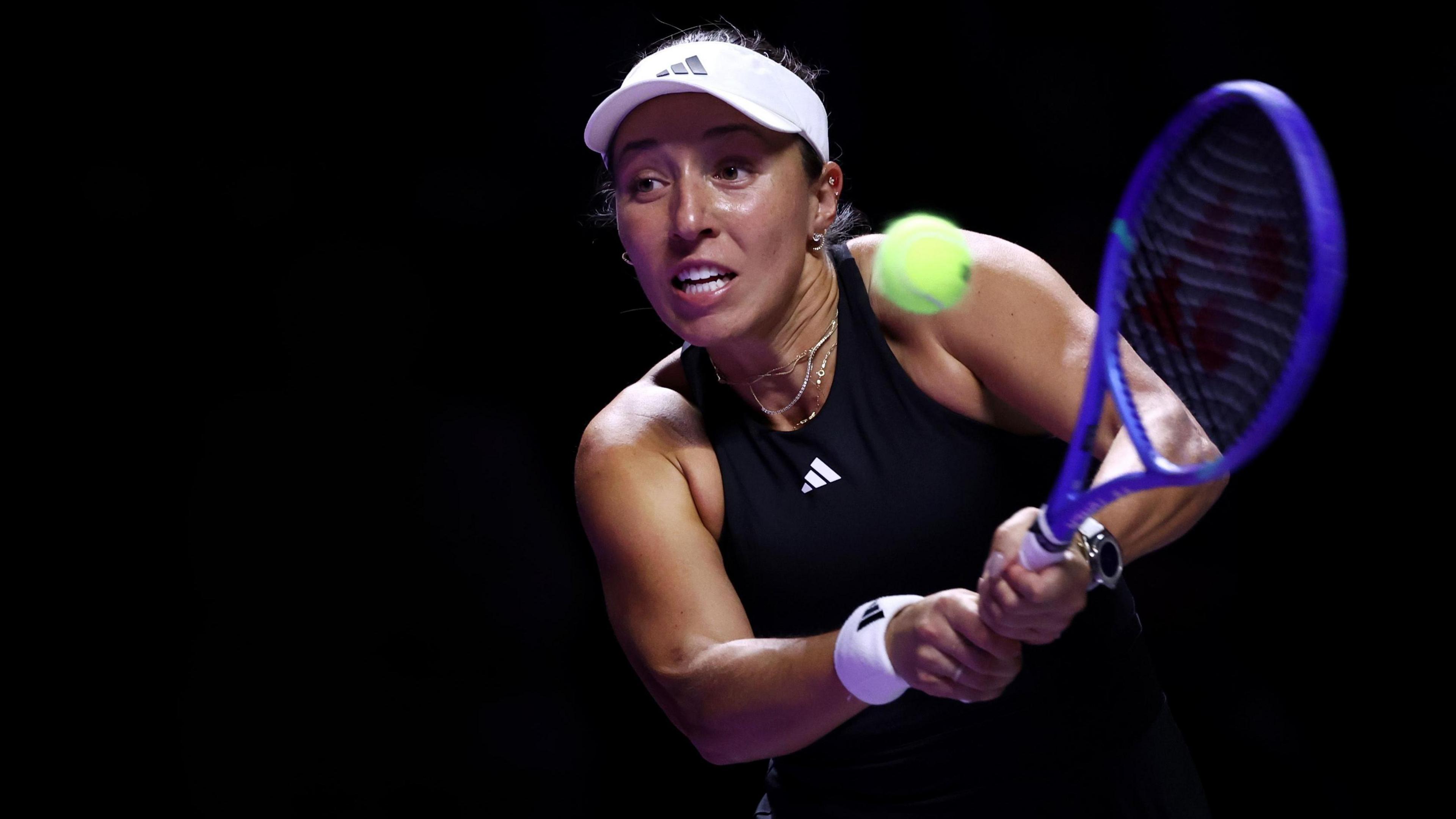 Jessica Pegula hits a backhand