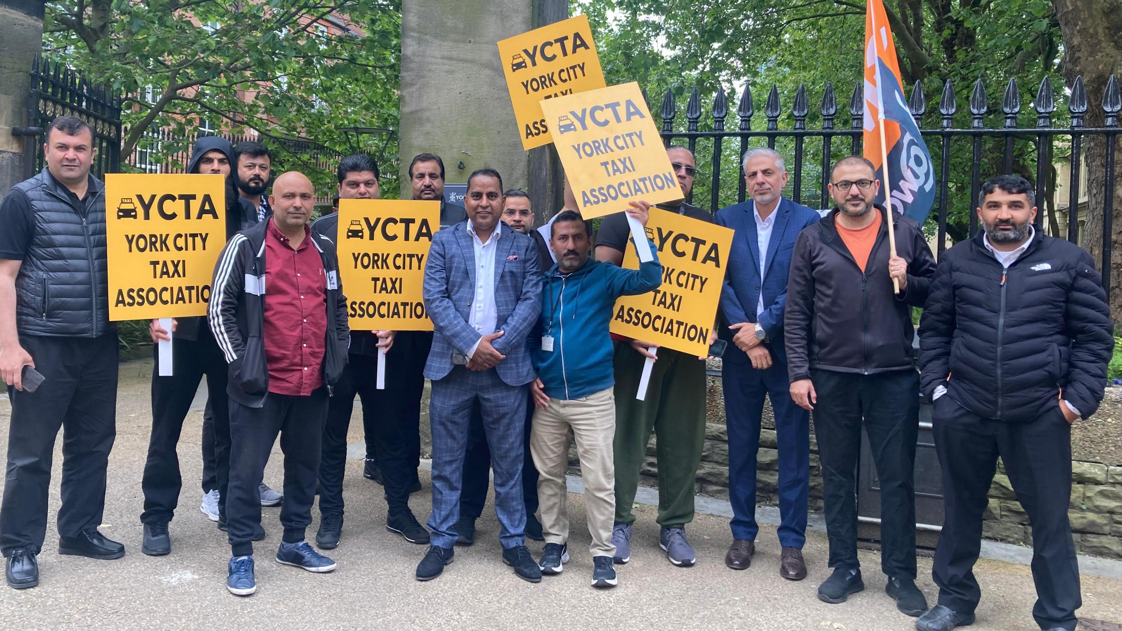 Protestors outside the council offices