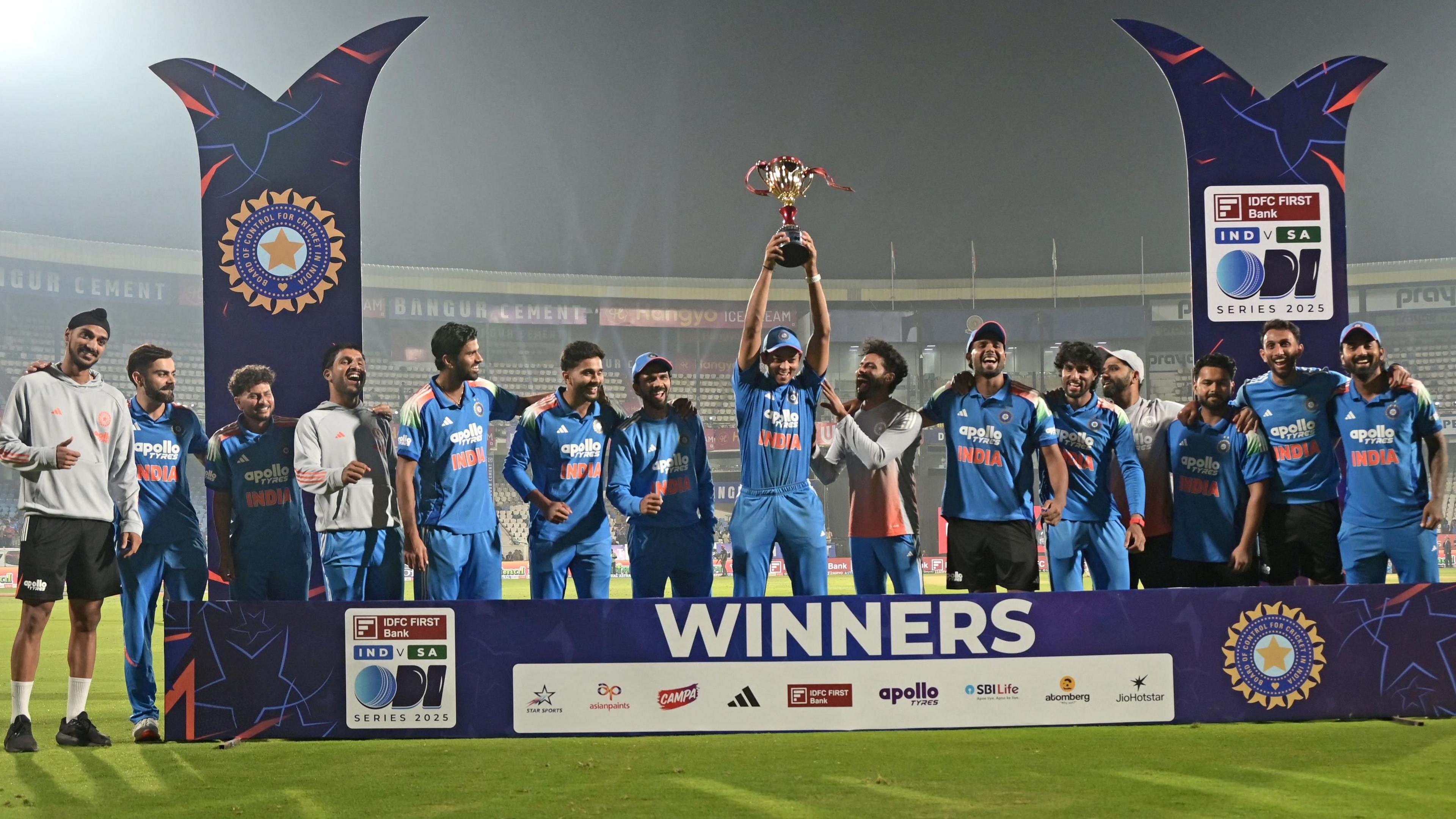 India with the ODI series trophy