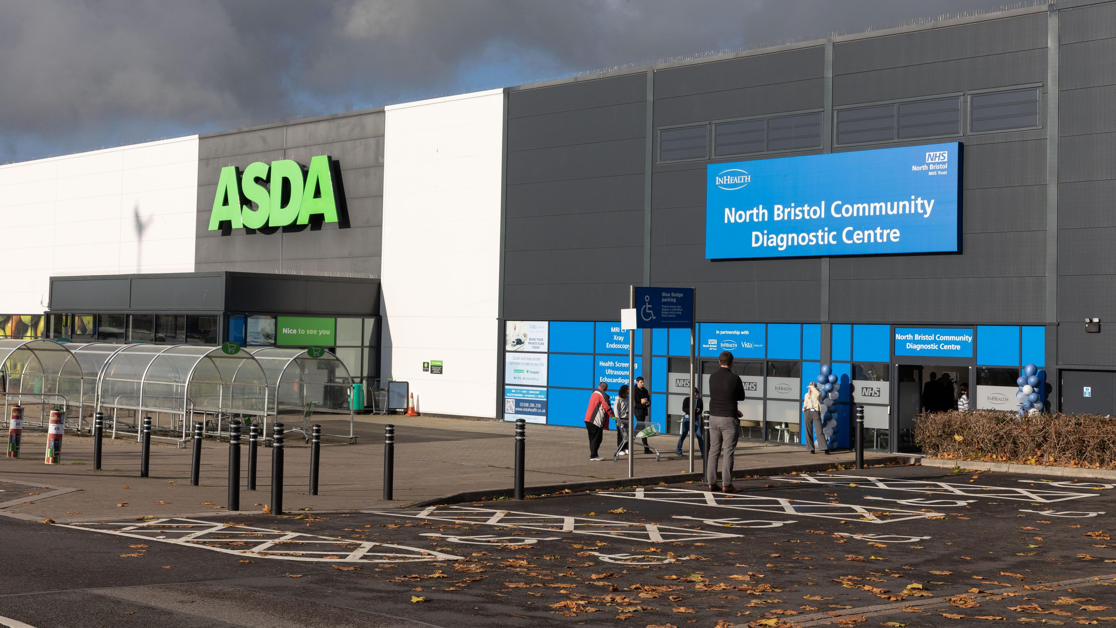 A computer generated image of the North Bristol Community Diagnostic Centre, which is next to the Asda supermarket in Cribbs Causeway. The illustration shows people outside of the clinic.