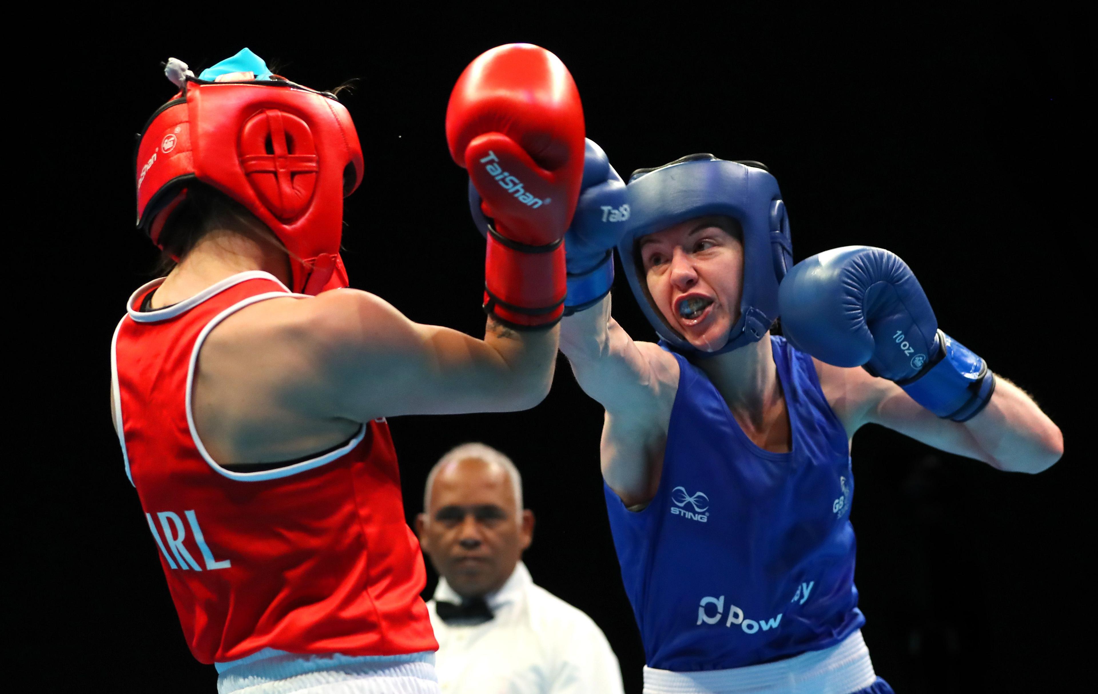 Boxer Charley Davison in action in the ring