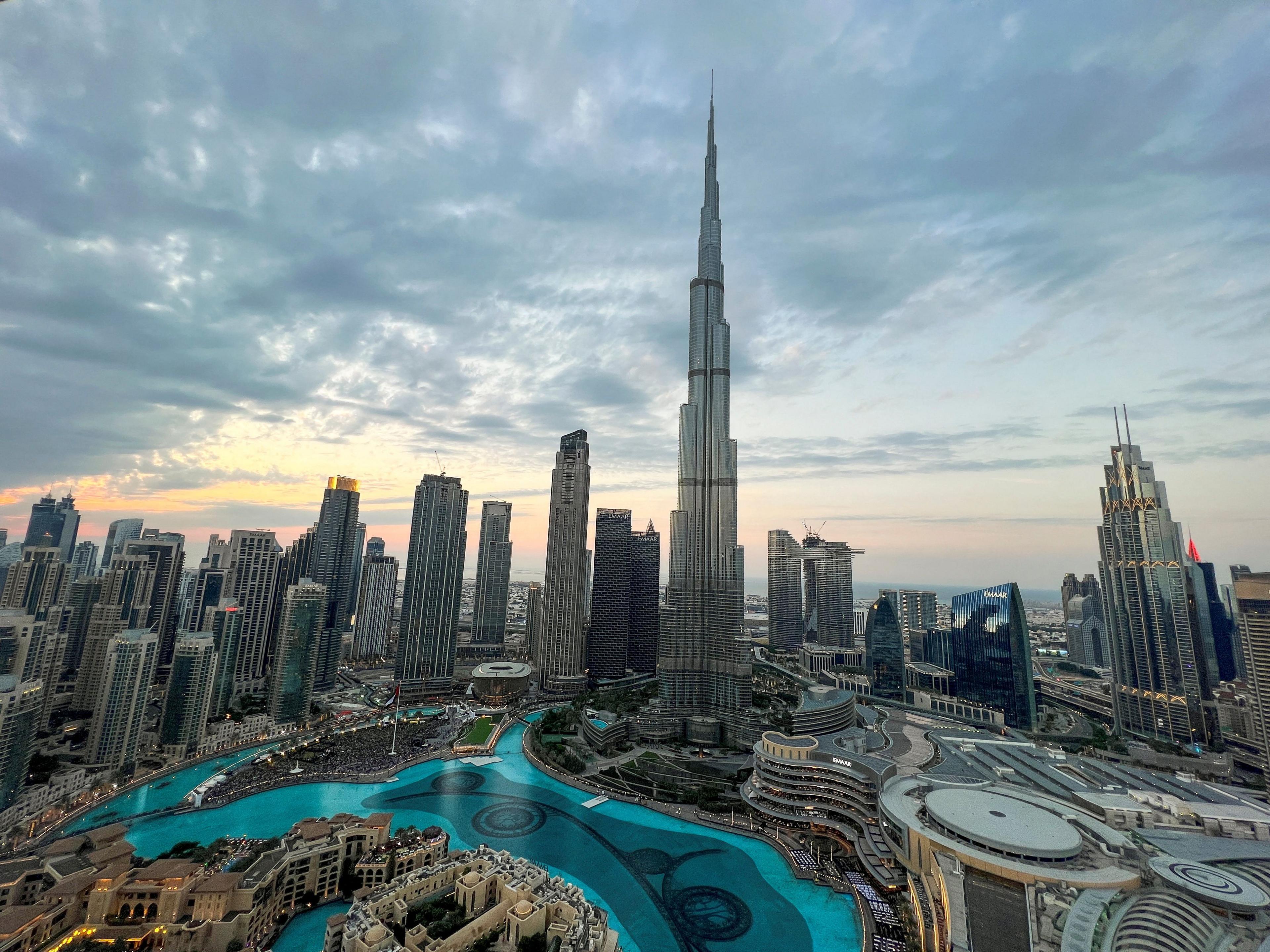 Dubai skyline taken at sunset