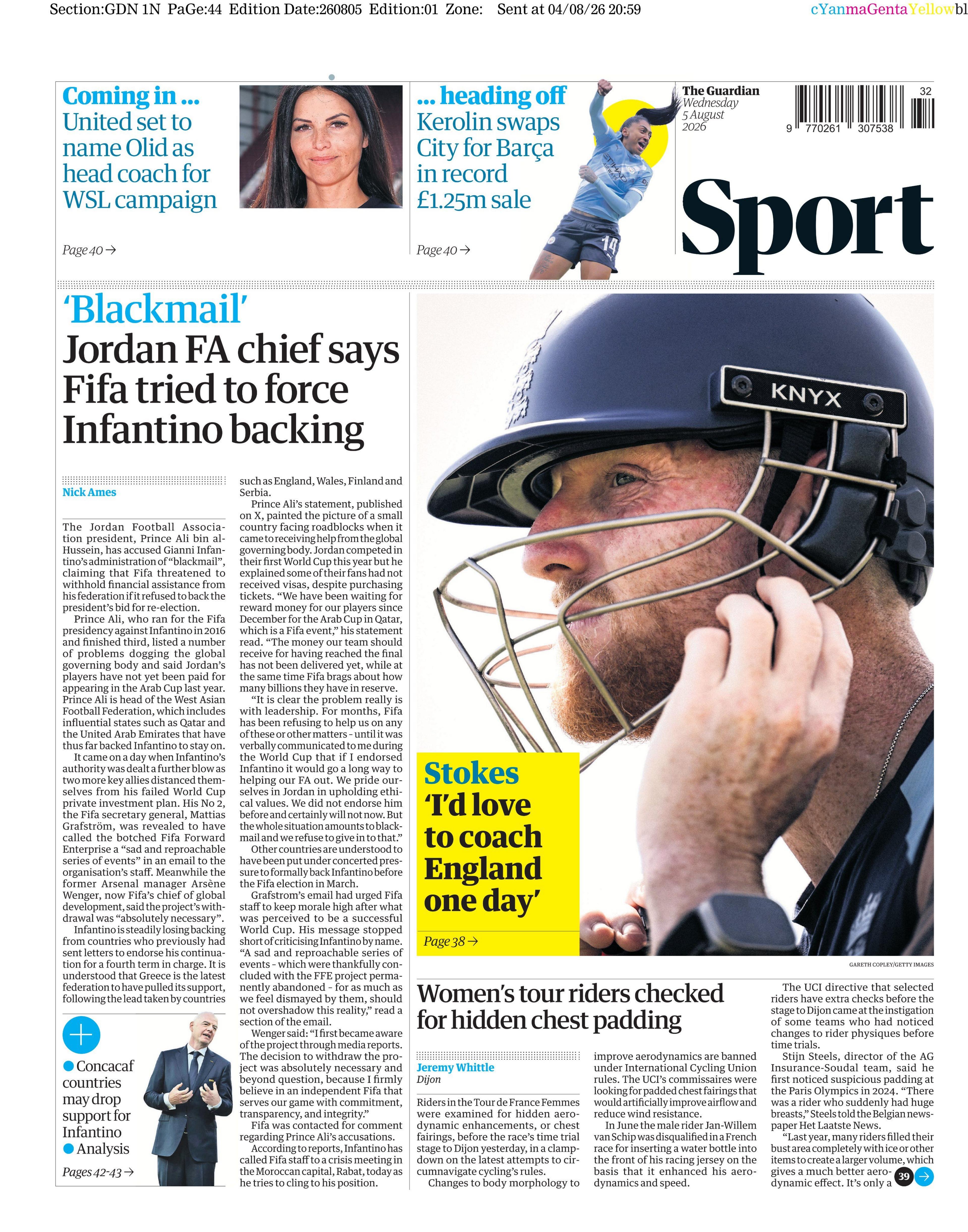 Guardian sports section