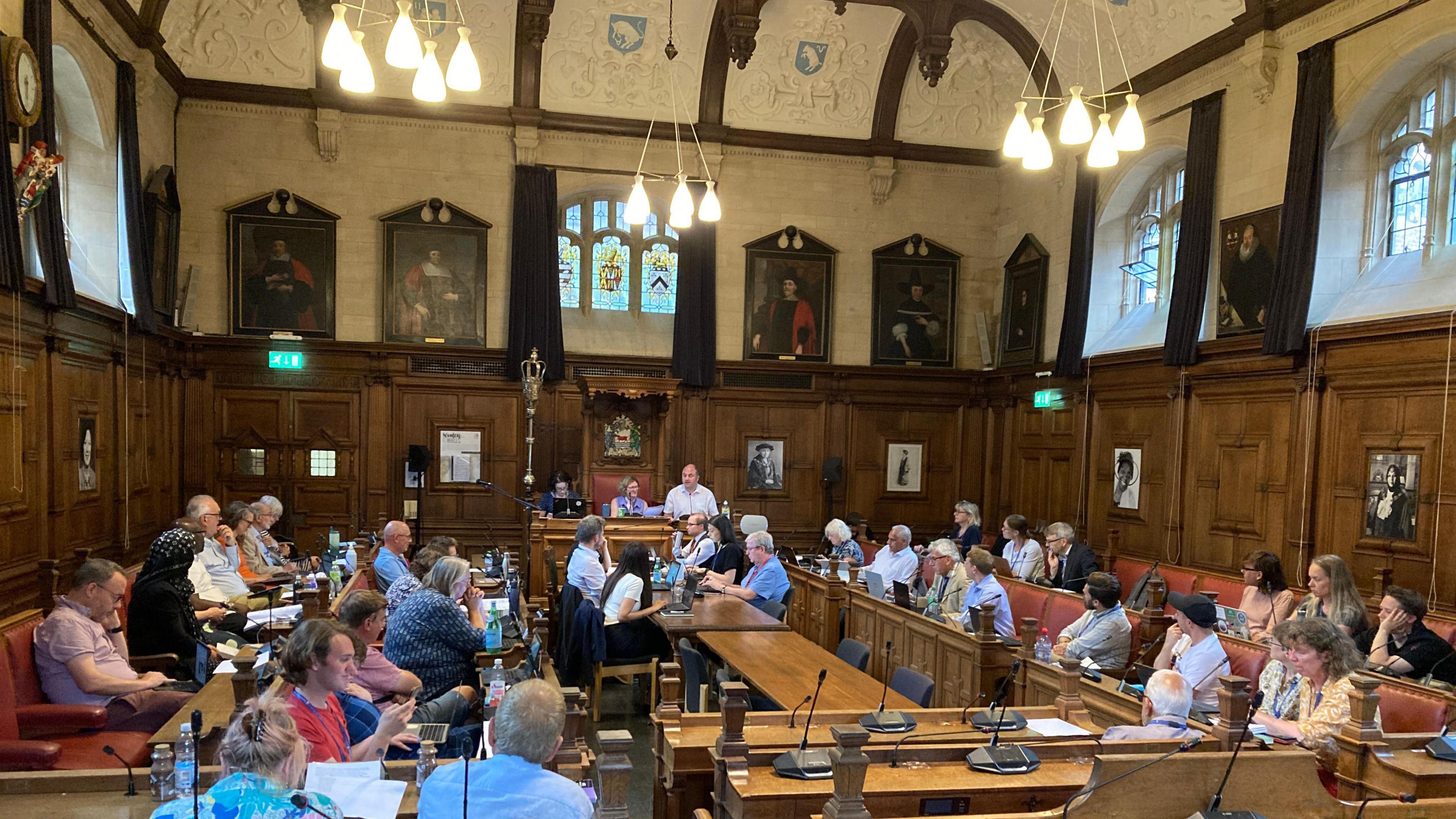 Oxford City councillors gathered on a full council meeting at Oxford Town Hall.