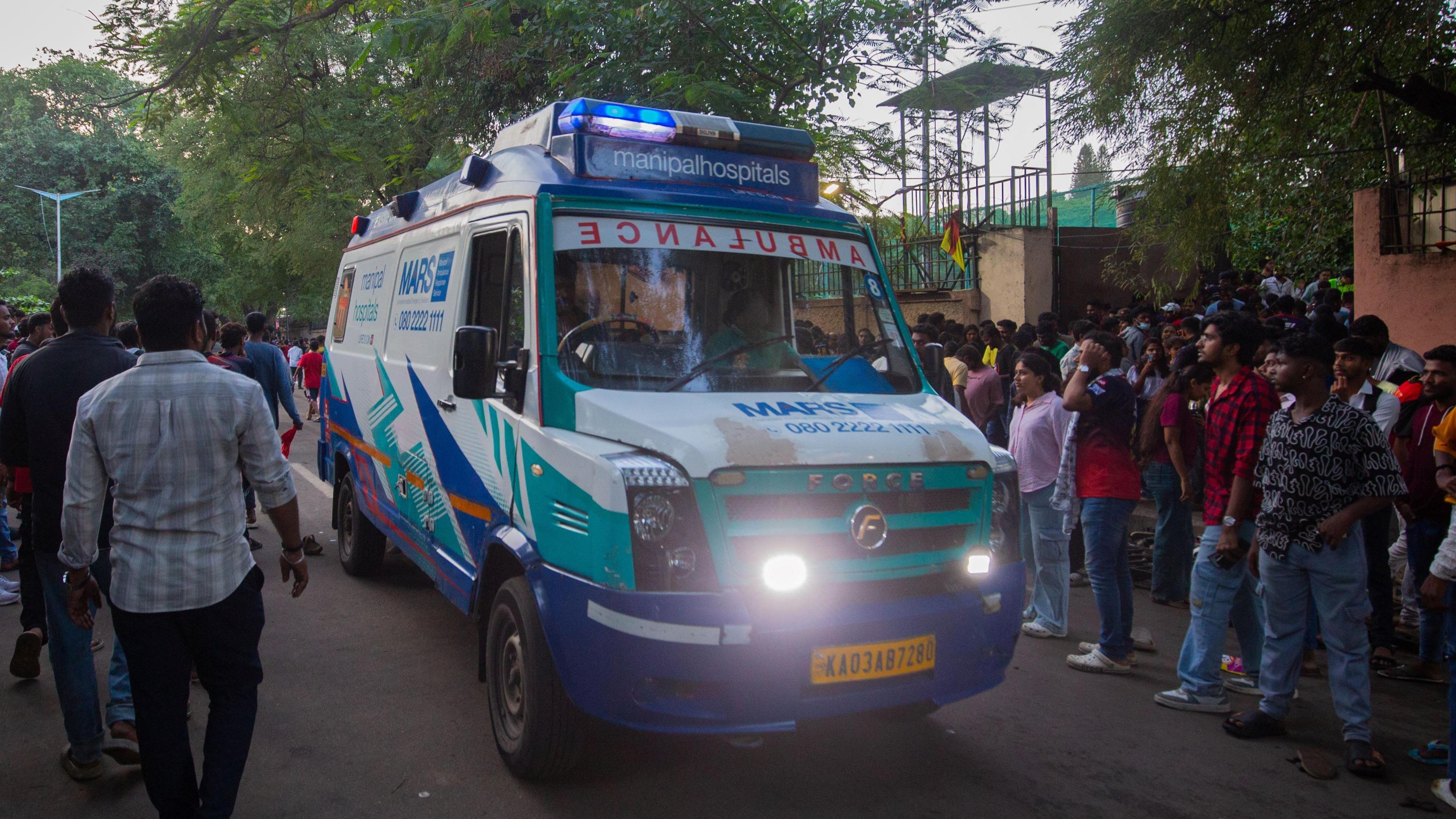 Ambulance outside Chinnaswamy Stadium