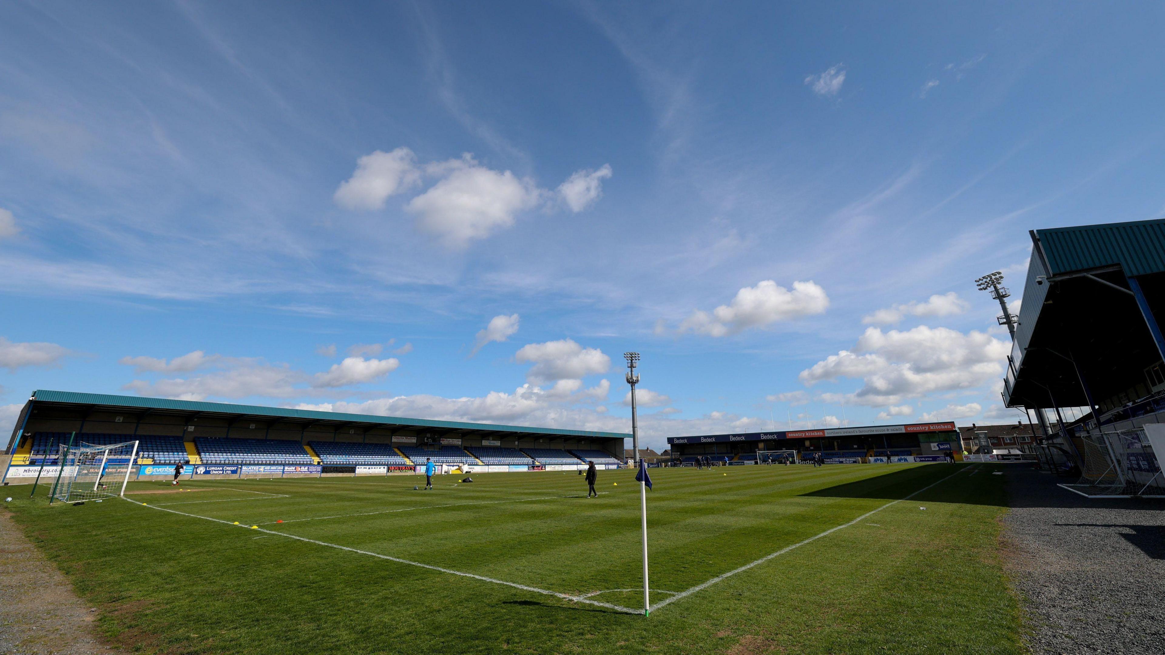 a general view of Mourneview Park stadium in Lurgan, Northern Ireland