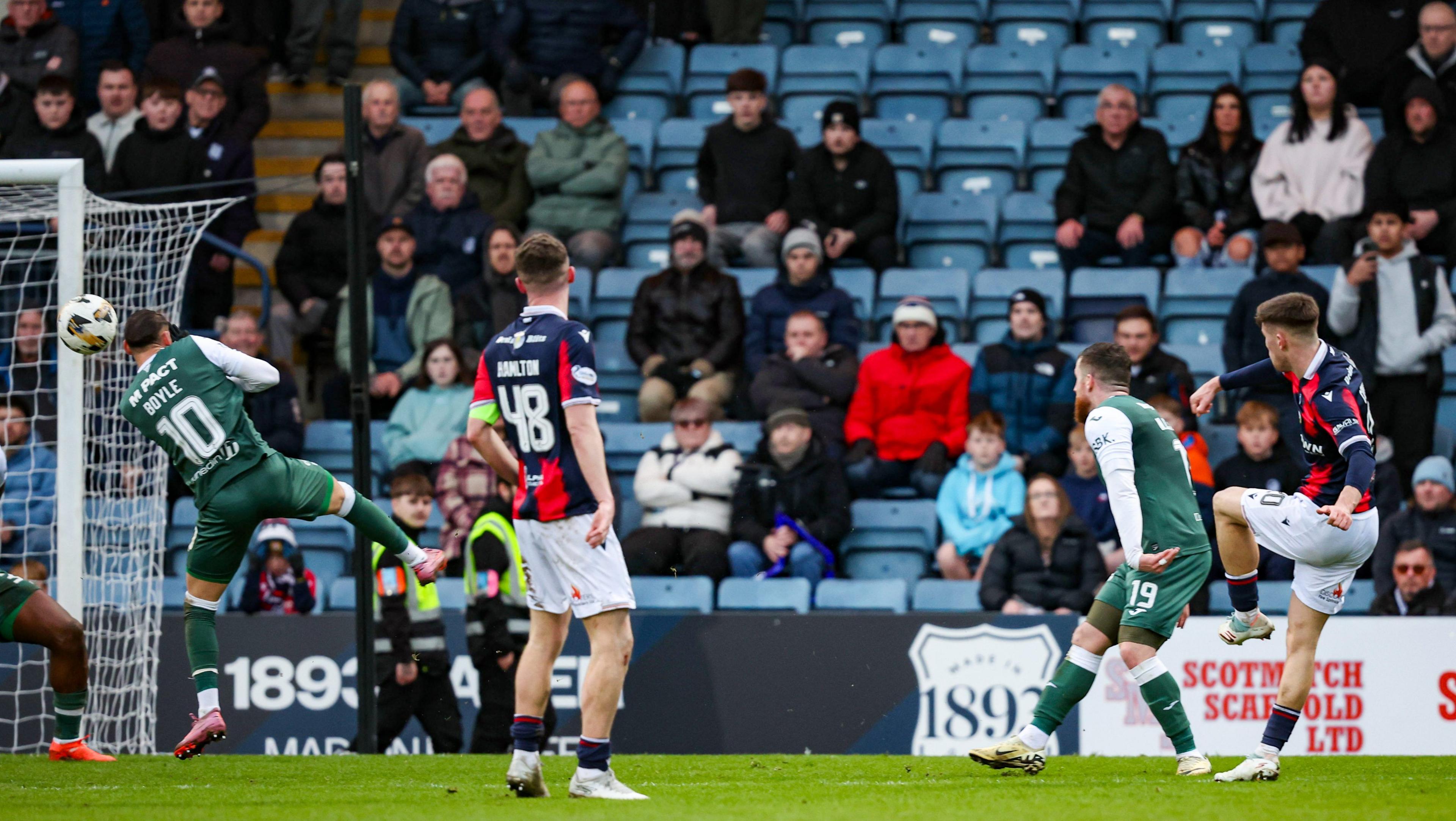 Dundee's Cameron Congreve scores against Hibernian