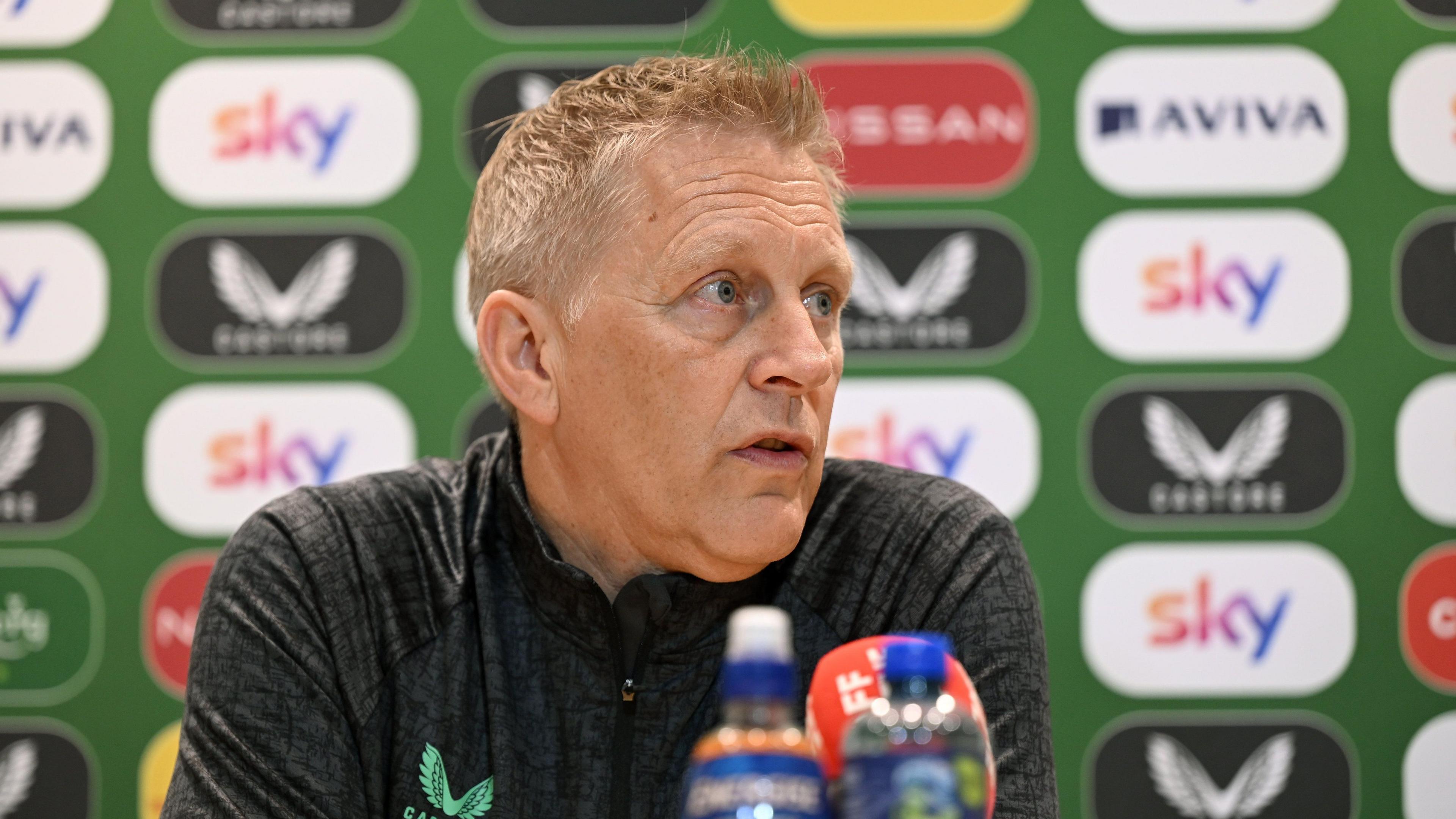 Heimir Hallgrimsson speaking to reporters in Dublin on Thursday