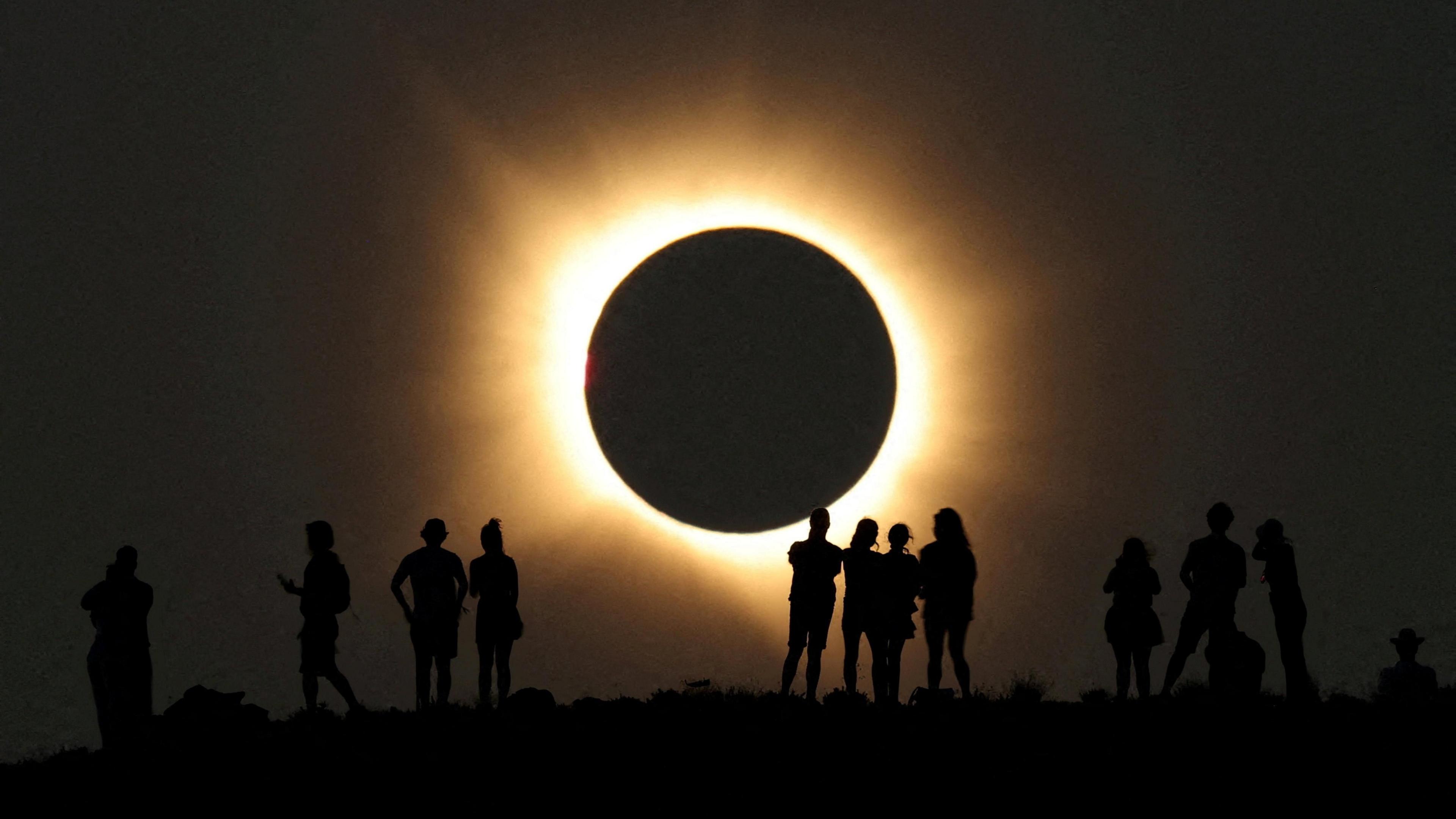 The moon completely covers the sun during a total solar eclipse as seen from the Galactica Centre, near the Javalambre Astrophysical Observatory in Arcos de las Salinas, near Teruel, Spain, August 12, 2026.