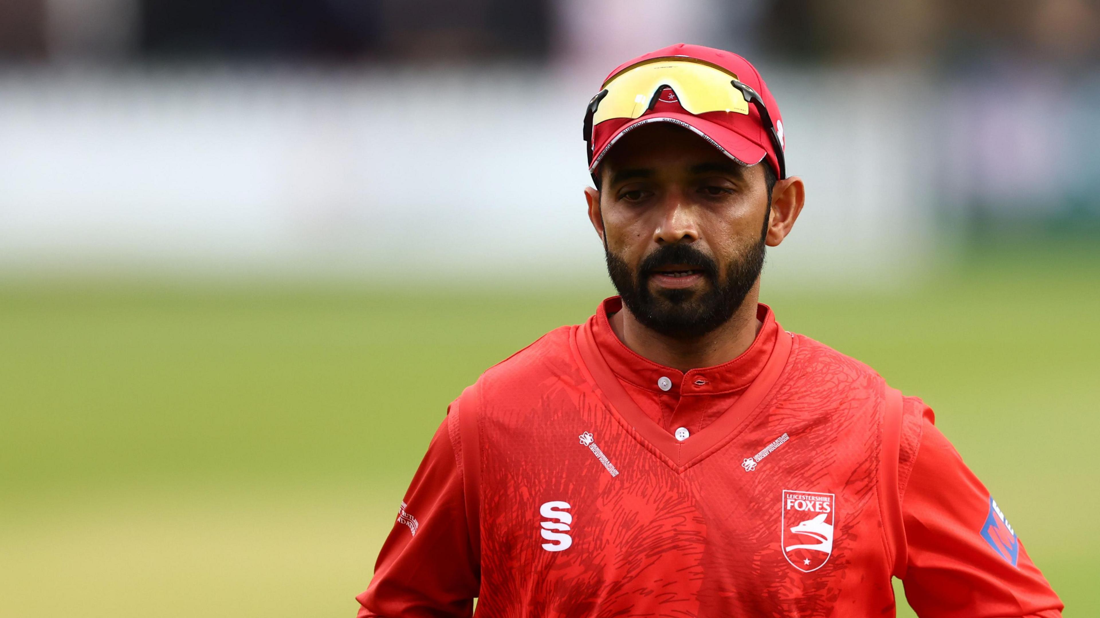 Ajinkya Rahane in action for Leicestershire