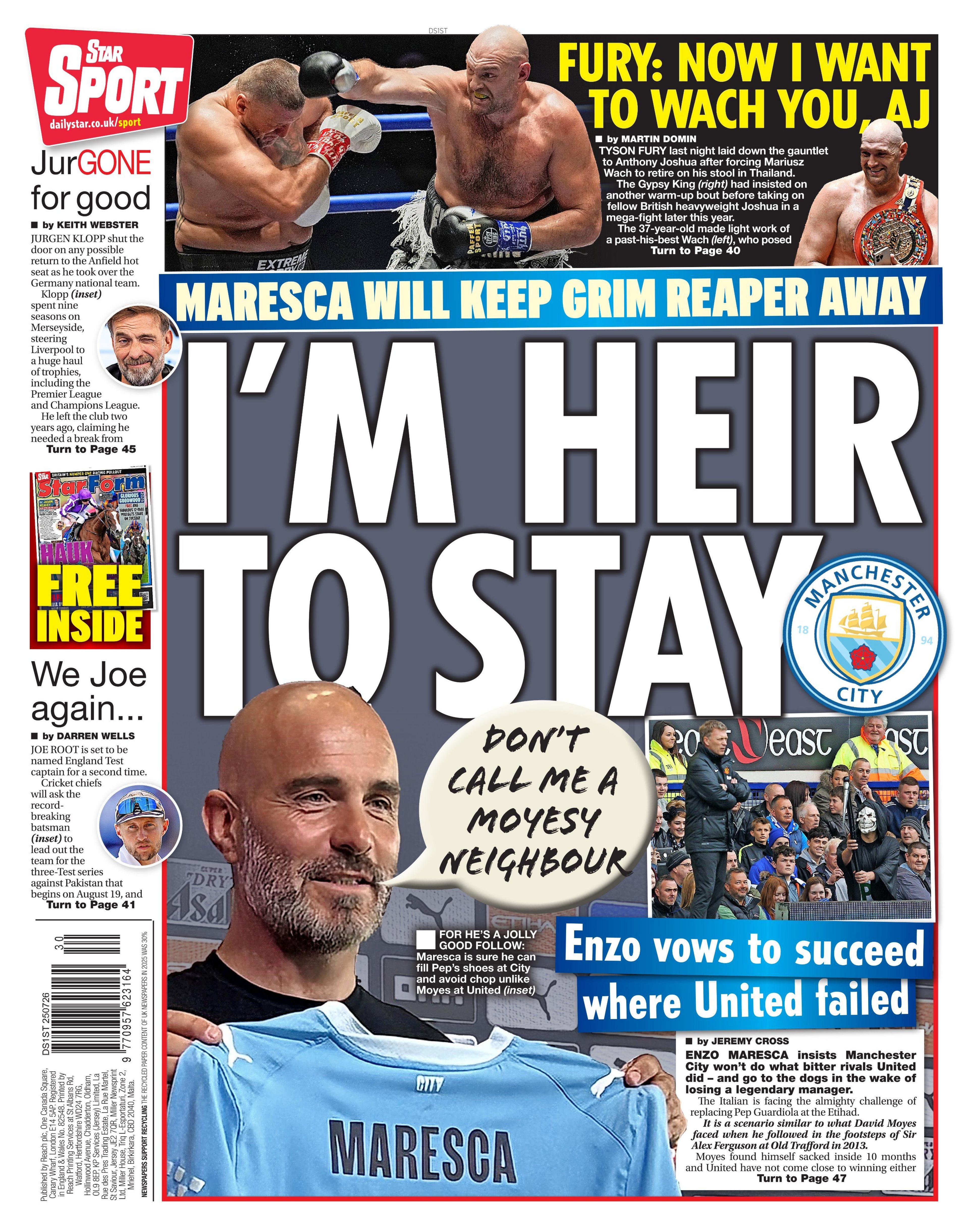 Back page of the Daily Star on 25 July 2026