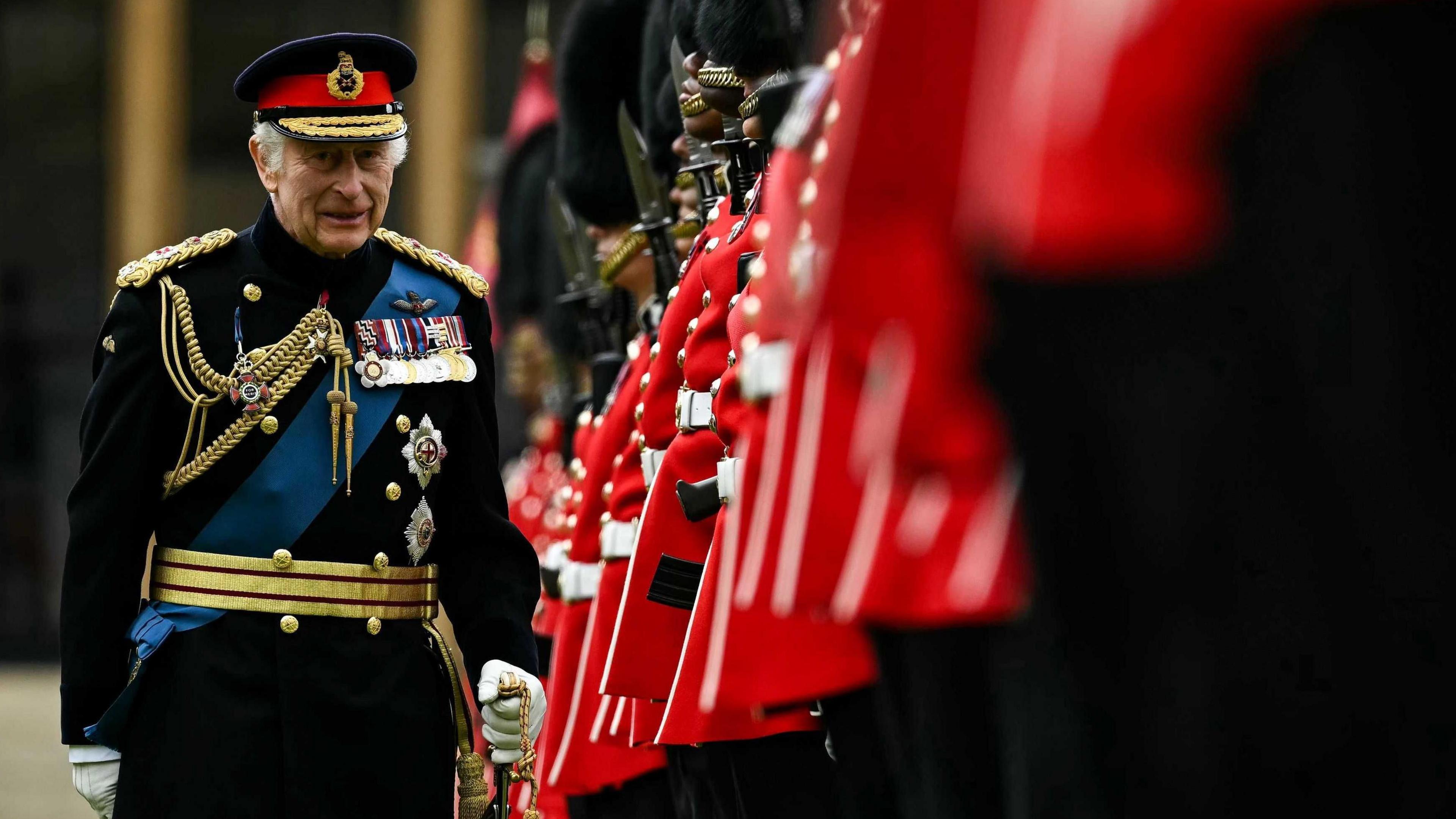 King Charles with the Irish Guards