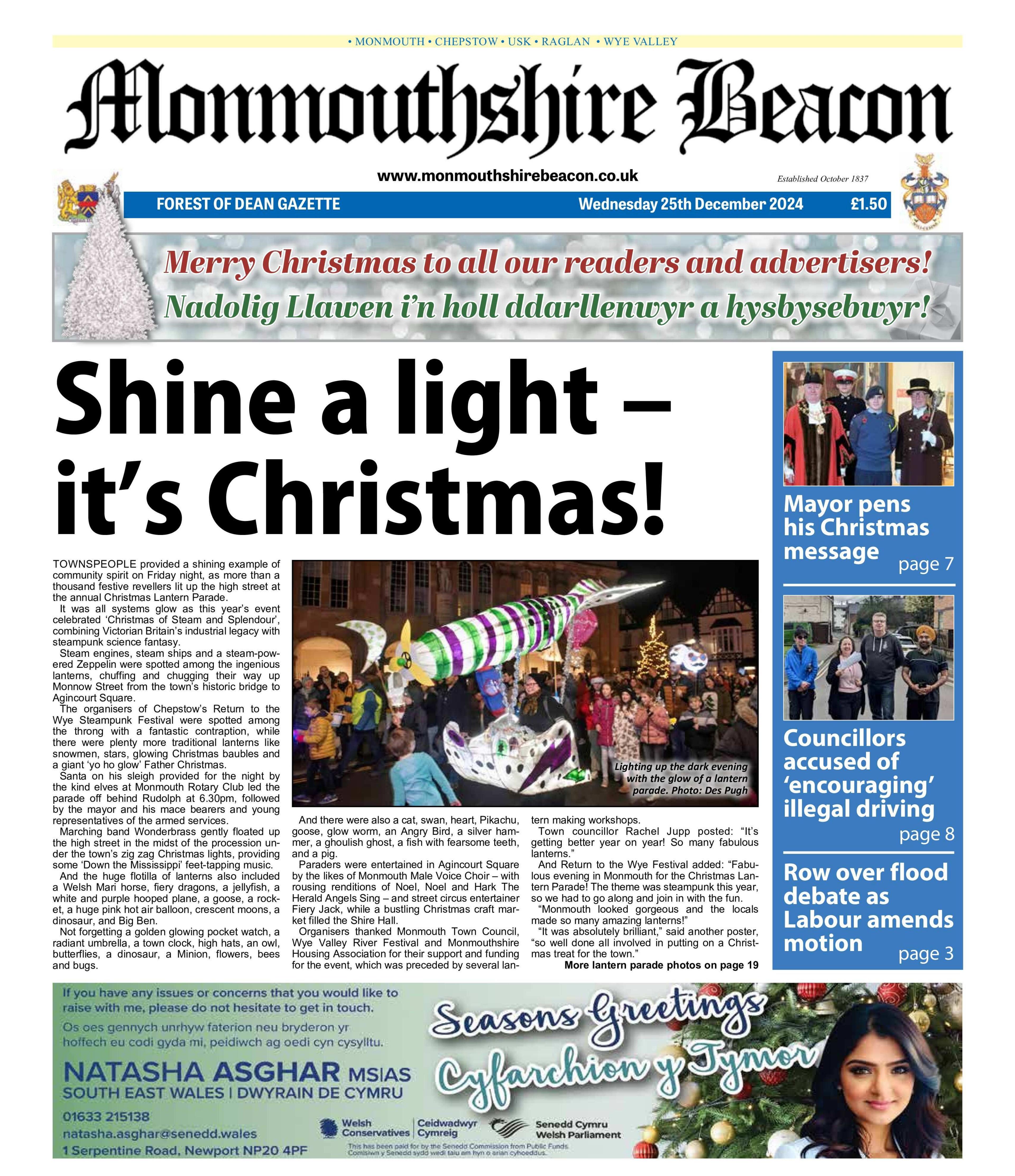 Front page of the Monmouthshire Beacon