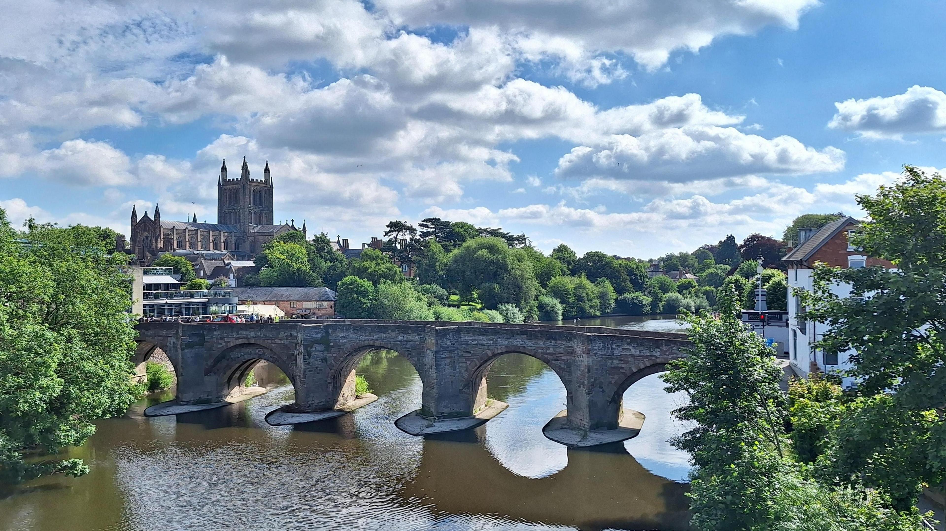 Hereford bridge and cathedral