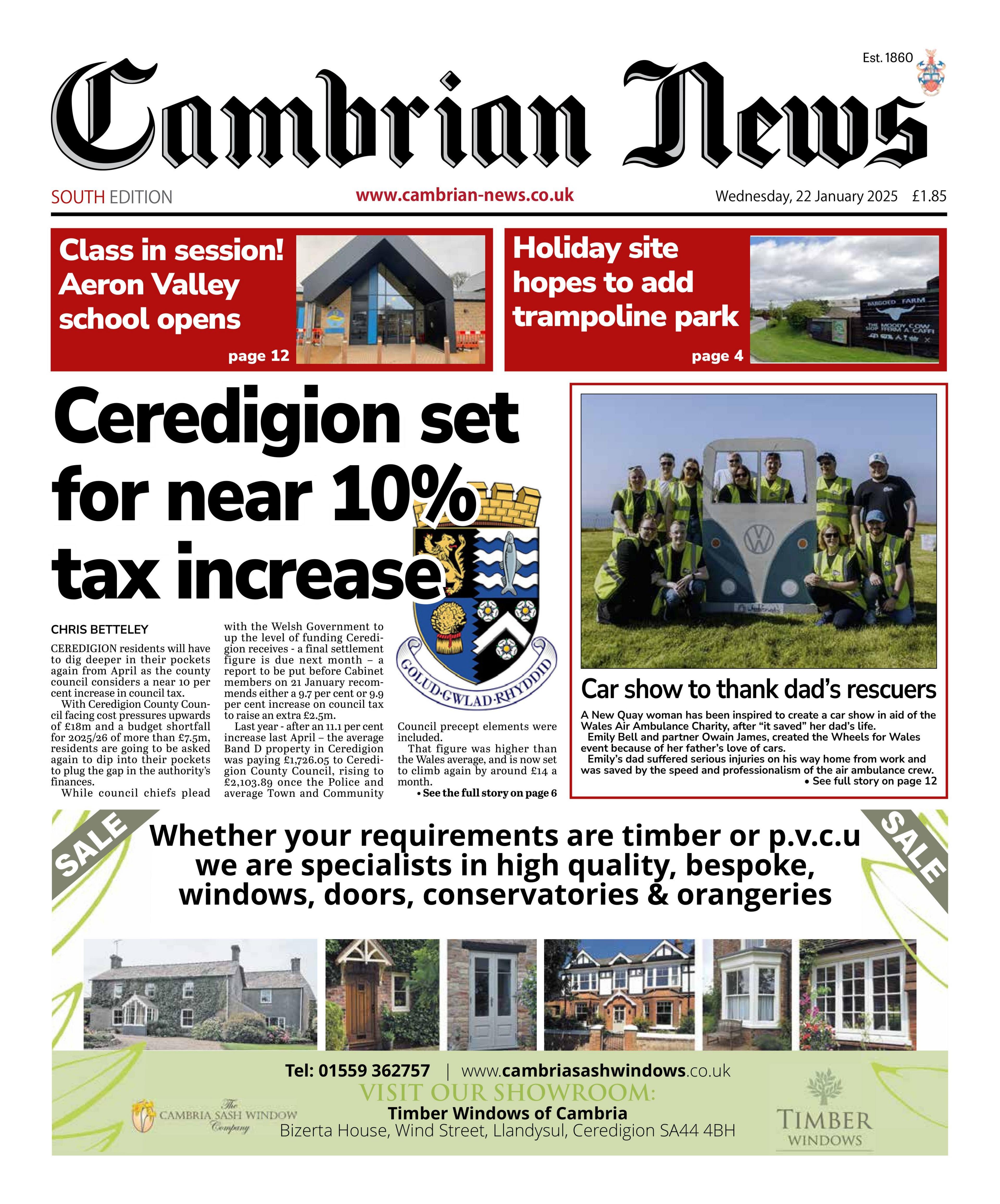 Front page of the Cambrian News