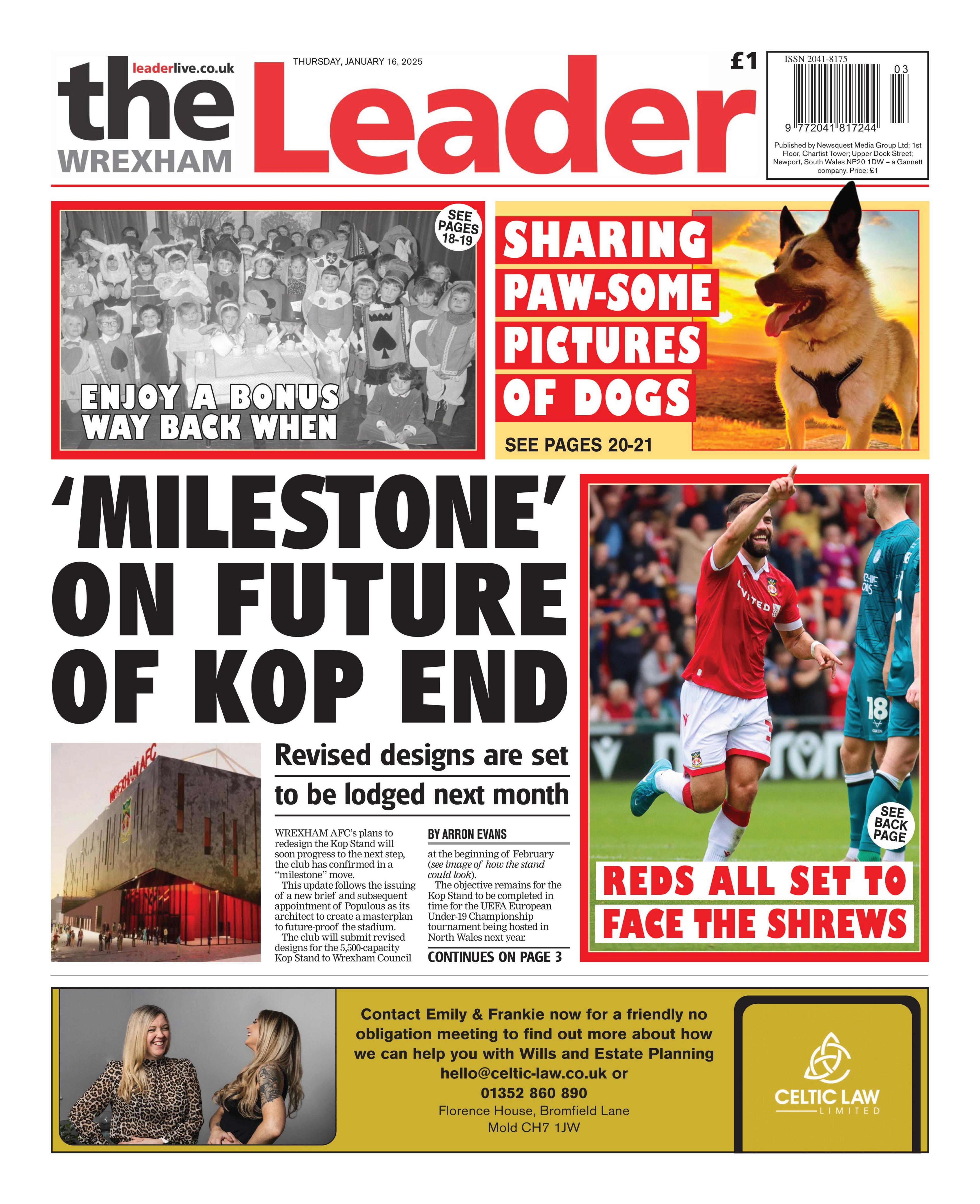 Front page of the Wrexham Leader