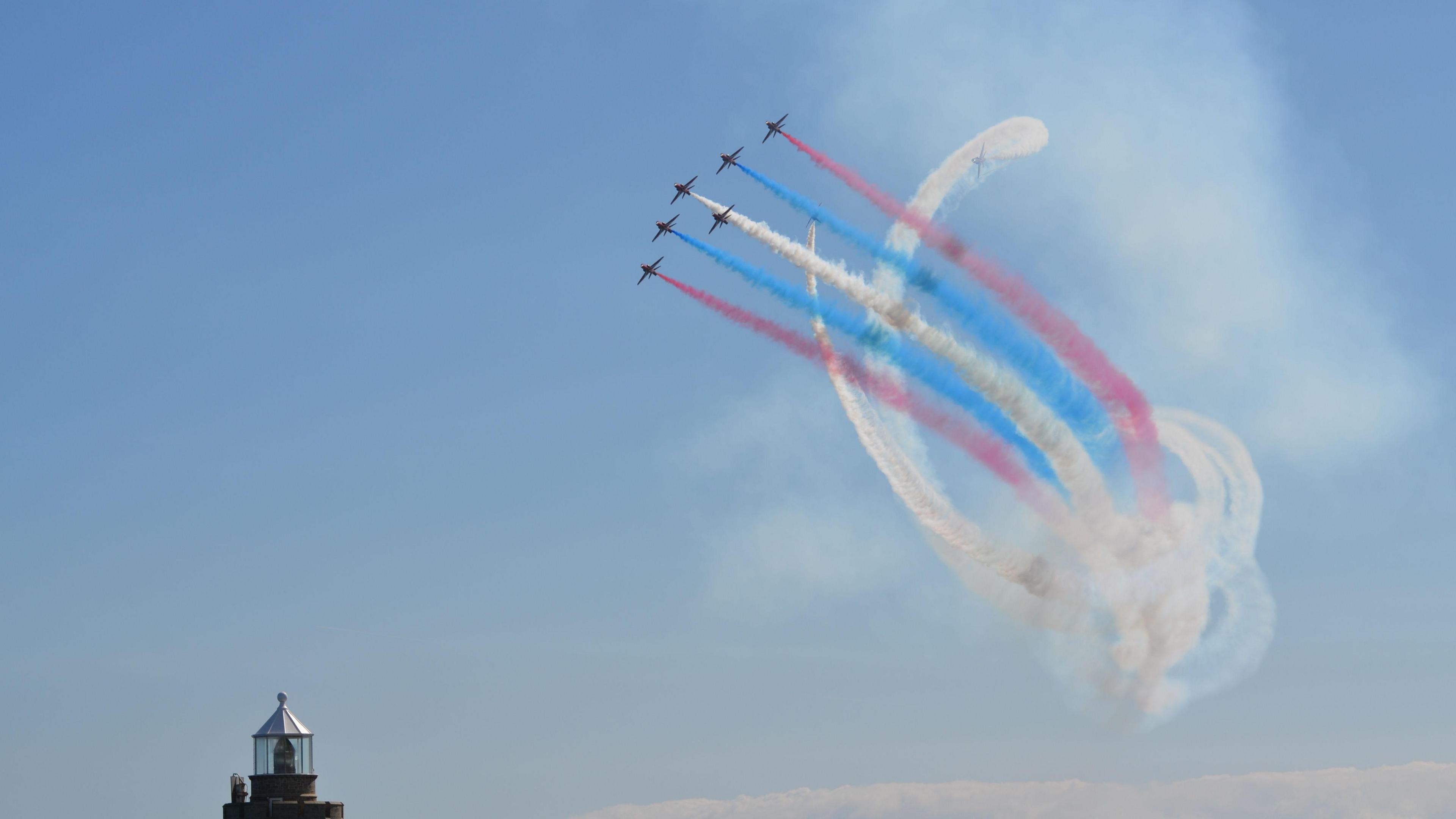 The Red Arrows in the Guernsey Air Display