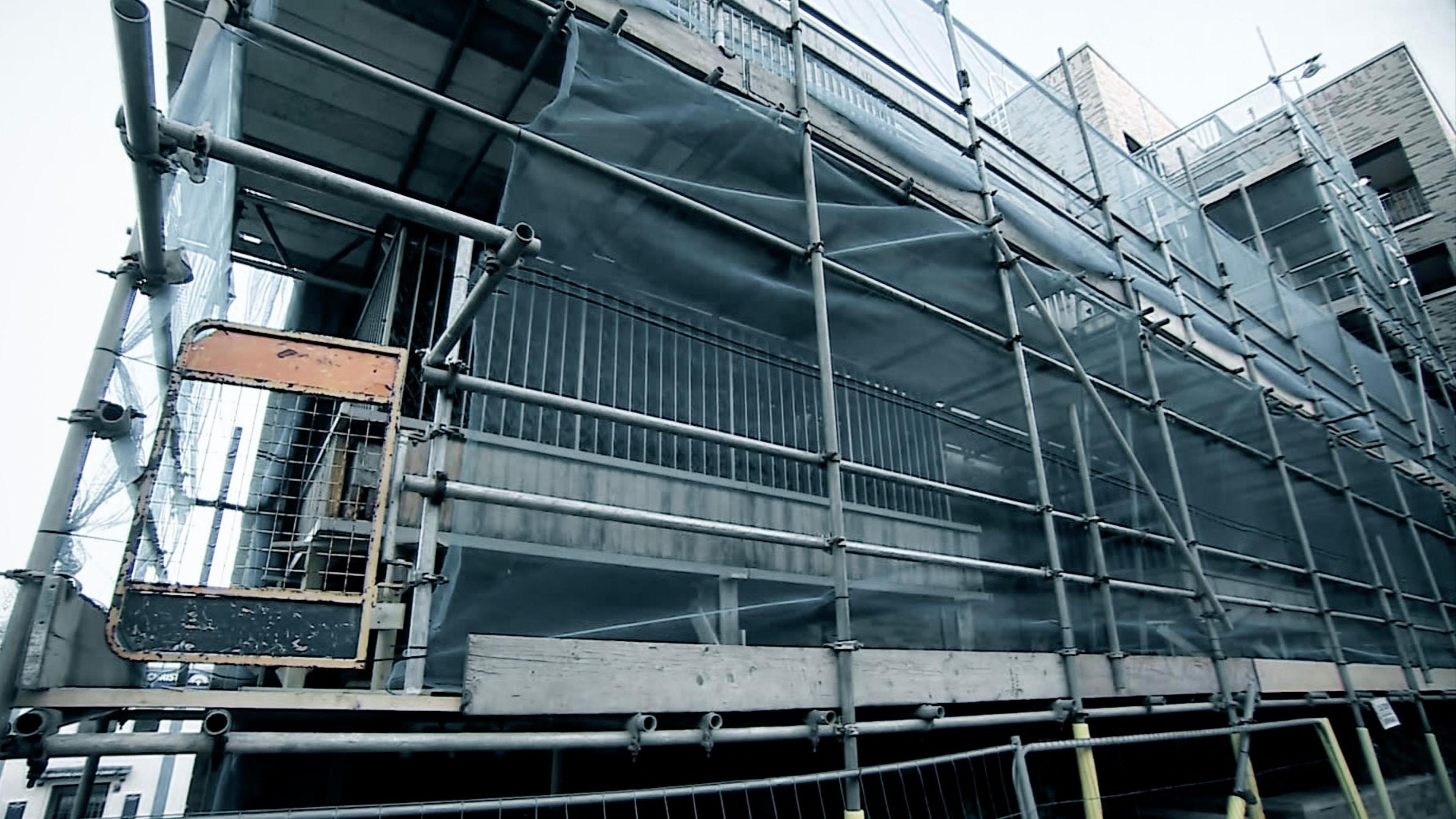 Scaffolding up around the Weavers estate