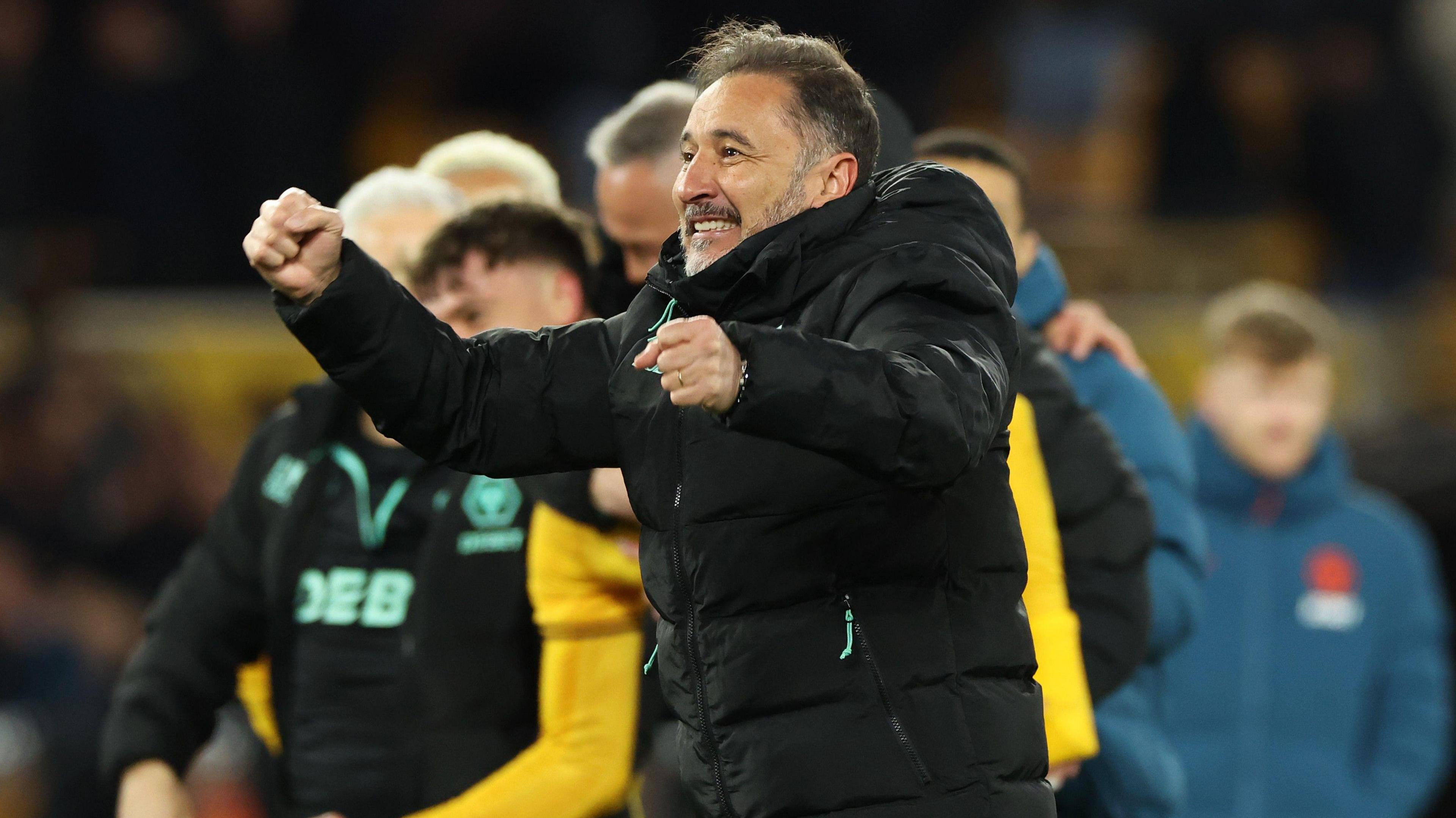 Wolves boss Vitor Pereira celebrates a goal