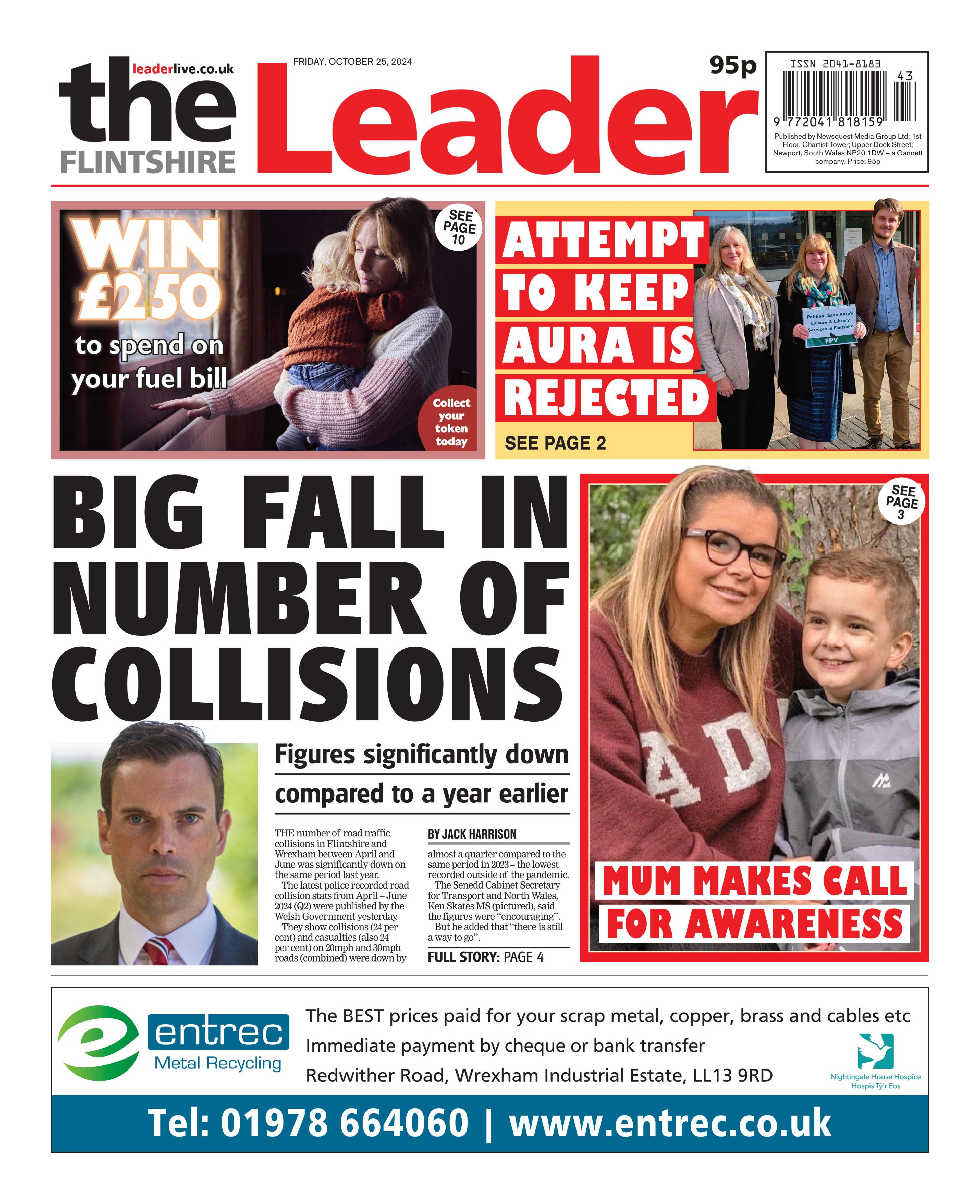 Front page of the Flintshire Leader 