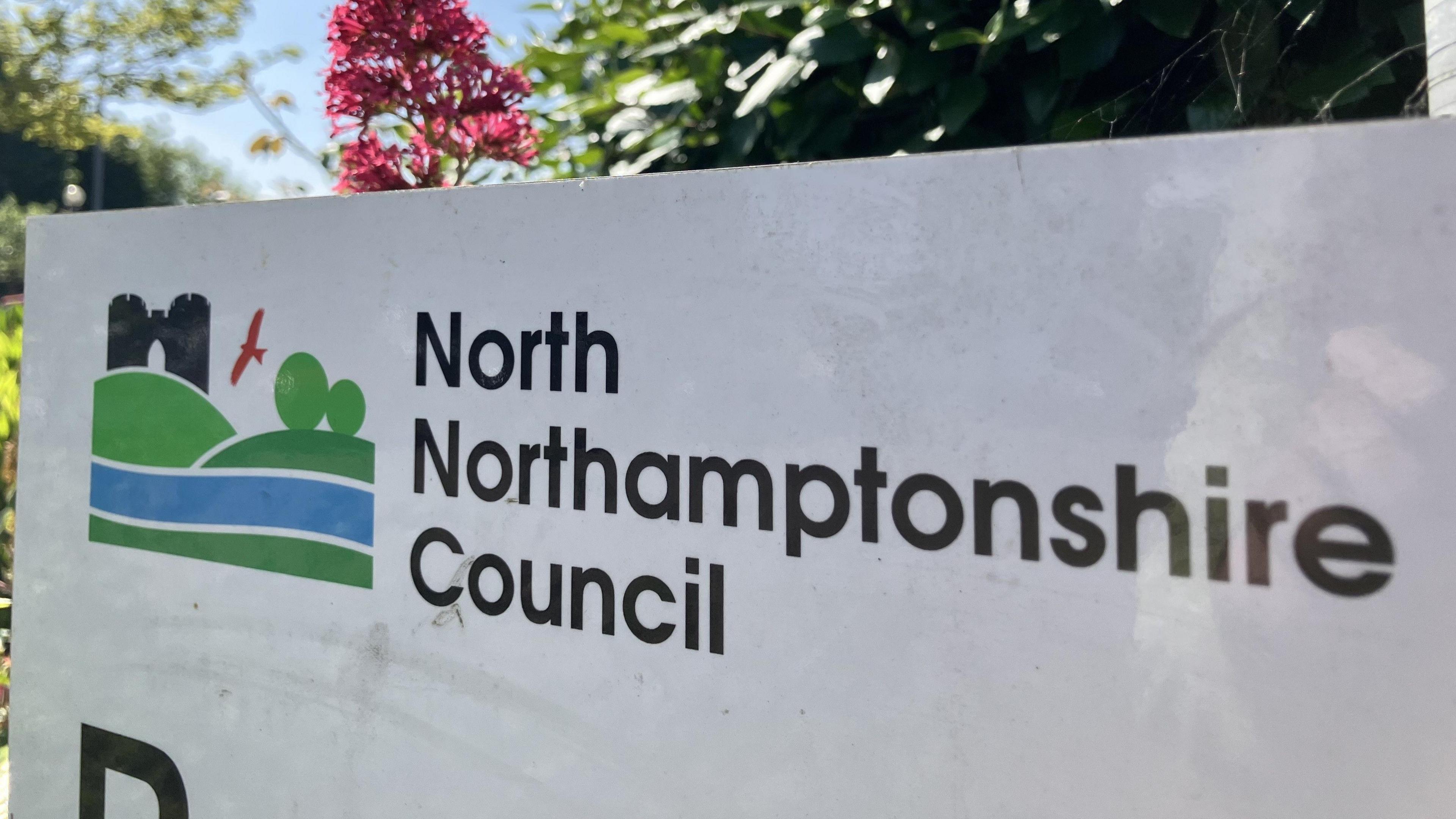 A close up of the North Northamptonshire Council sign.