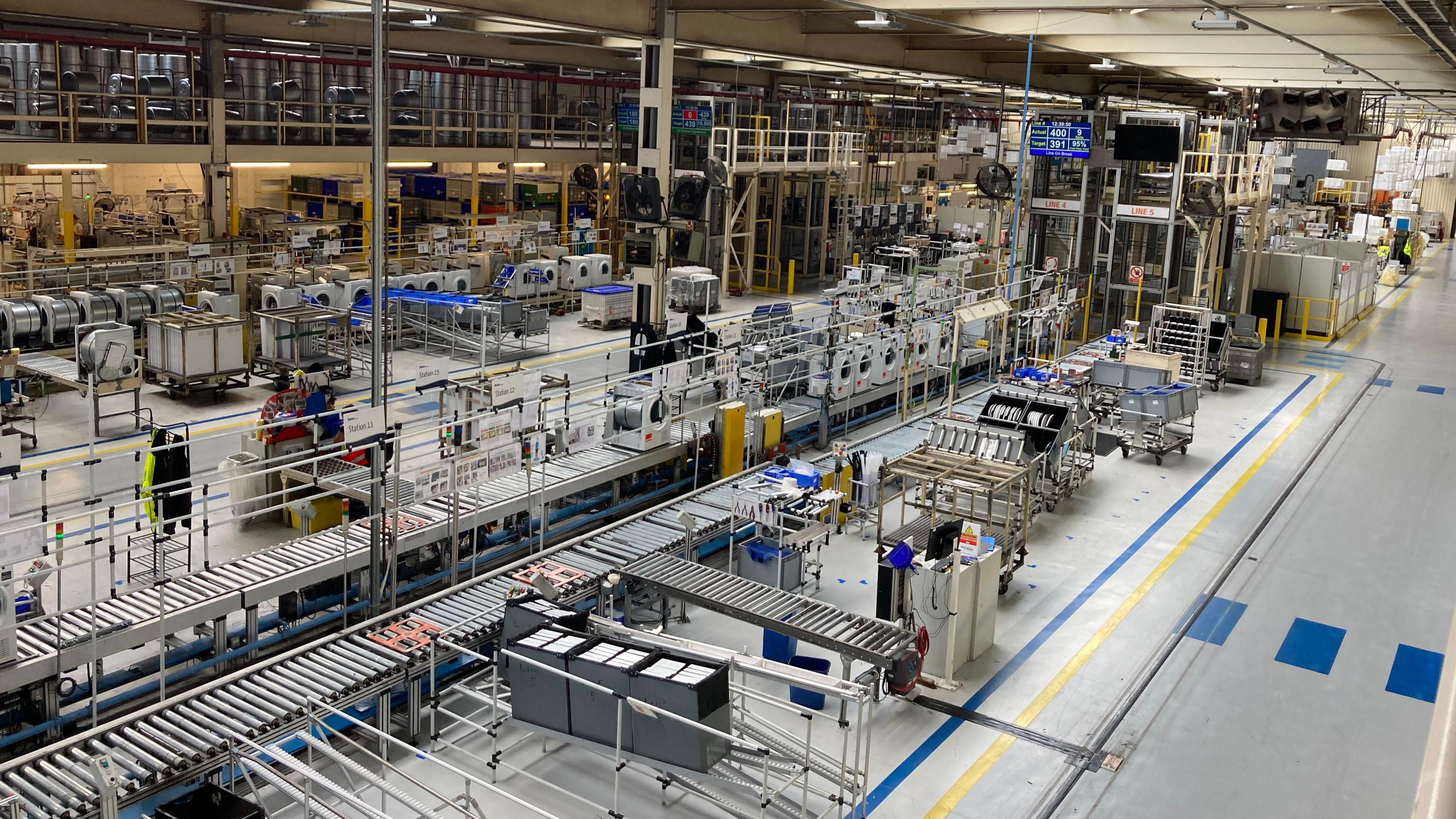 The interior of the Beko Hotpoint factory which produces tumble dryers