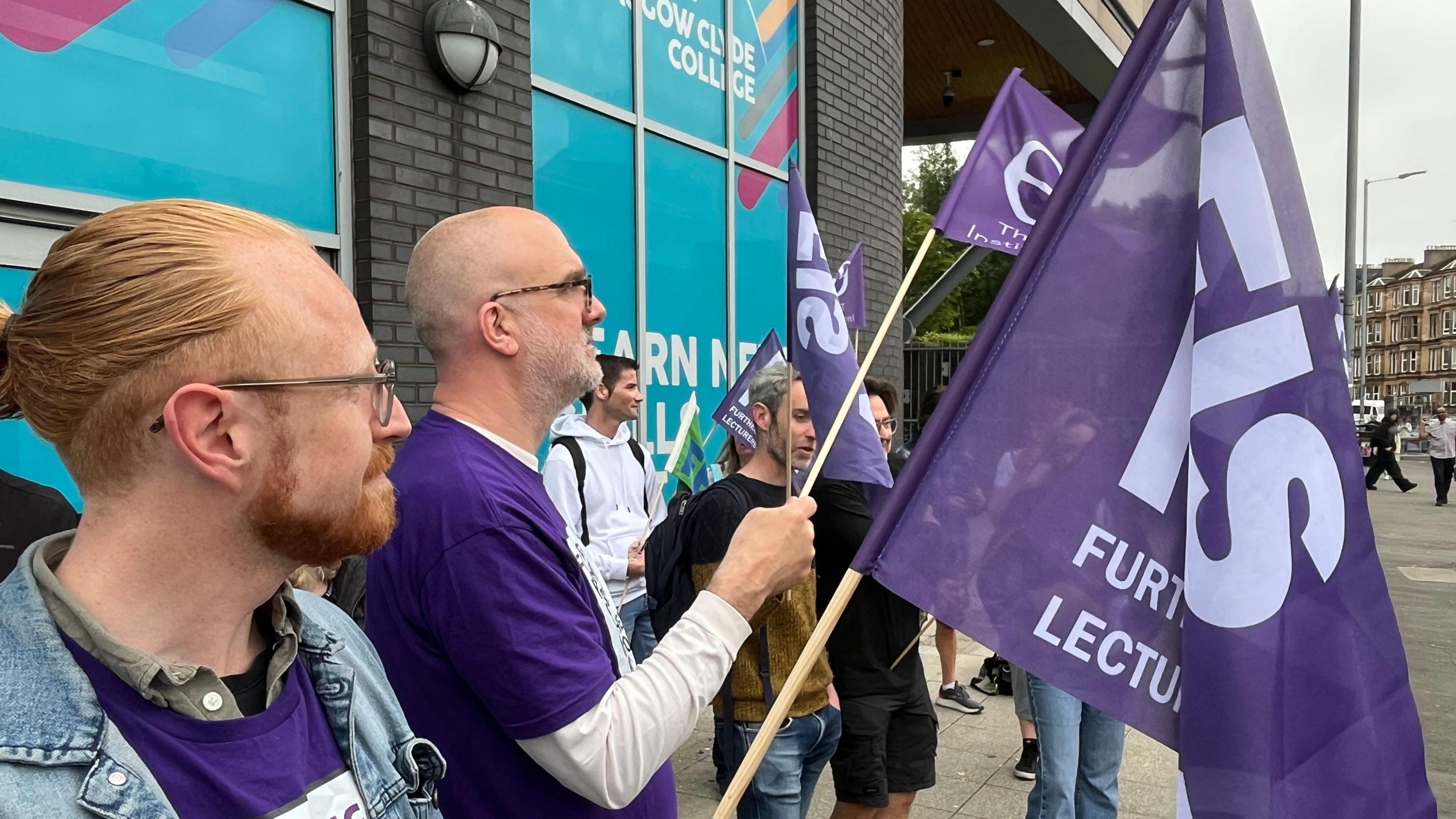 Staff at Glasgow Clyde College on strike