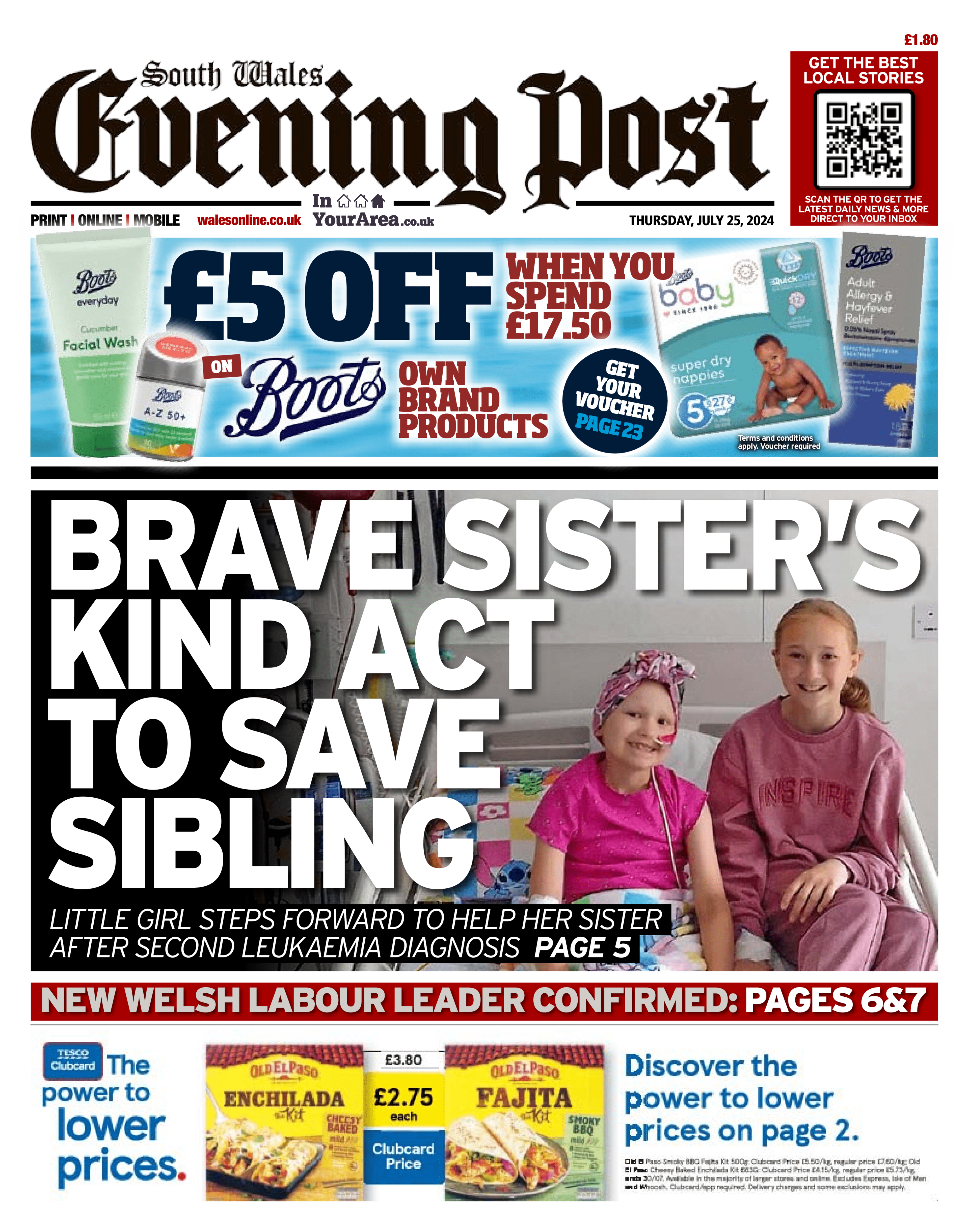 South Wales Evening Post front page