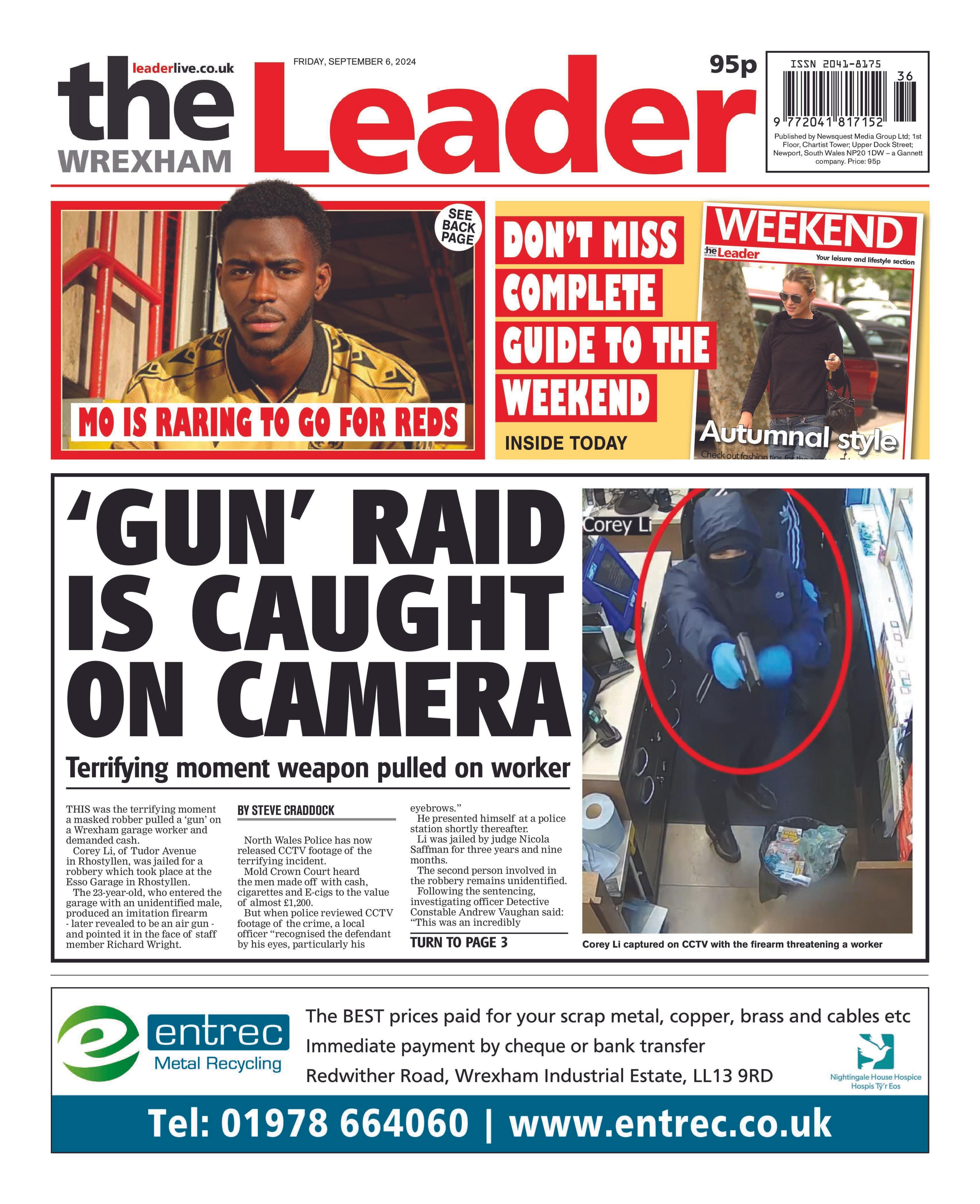 Front page of Wrexham Leader