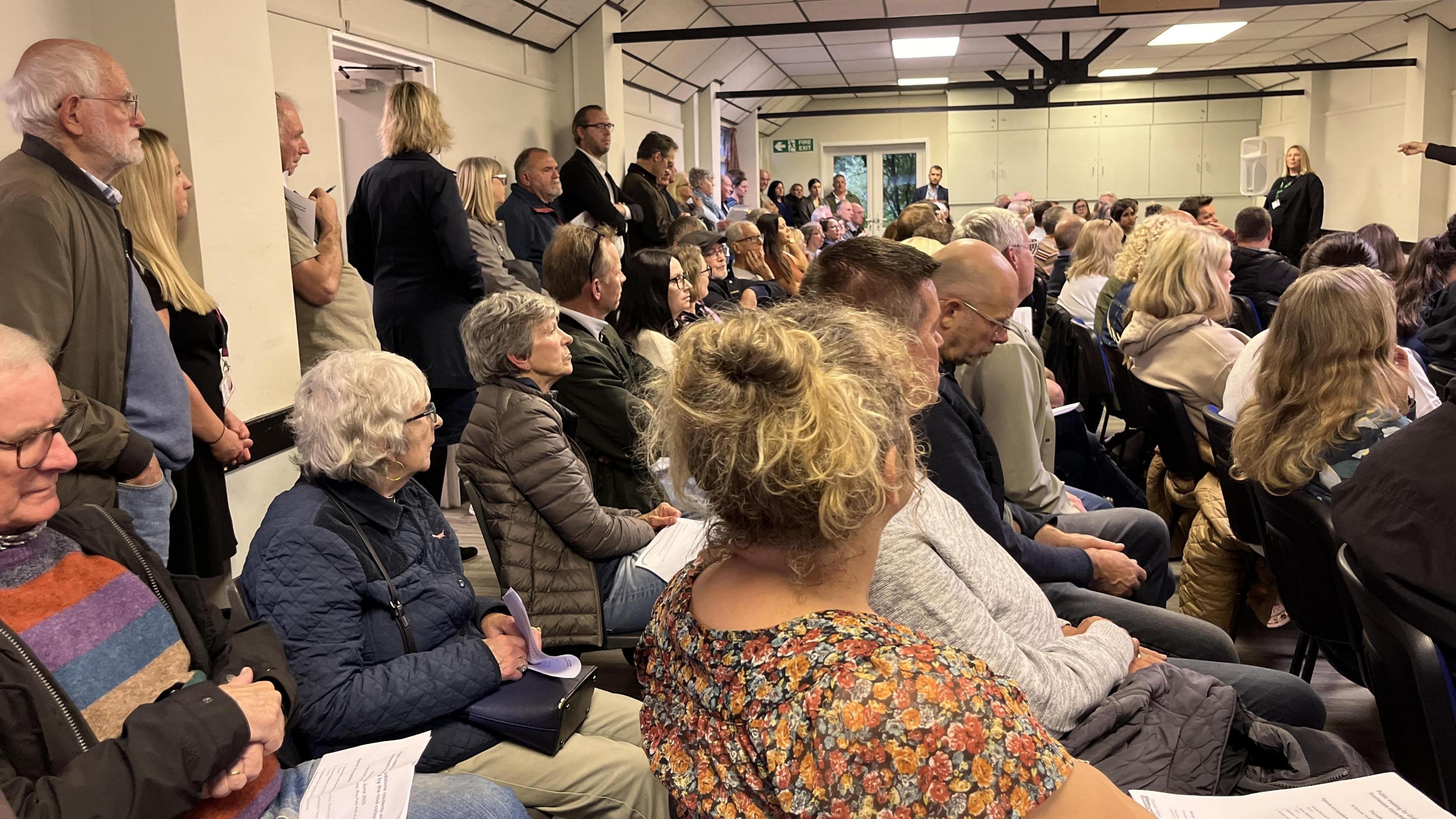 Residents attending a packed public meeting on Thursday in a hall in Godstone.
