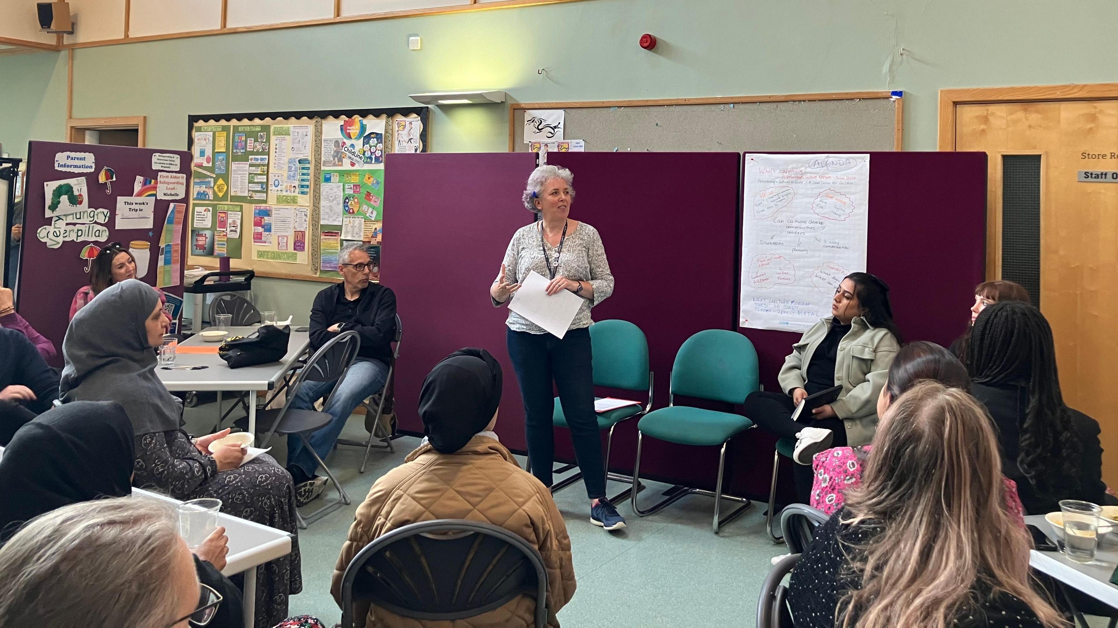 Kate Hall delivering a speech to members of the Peterborough Culture Forum